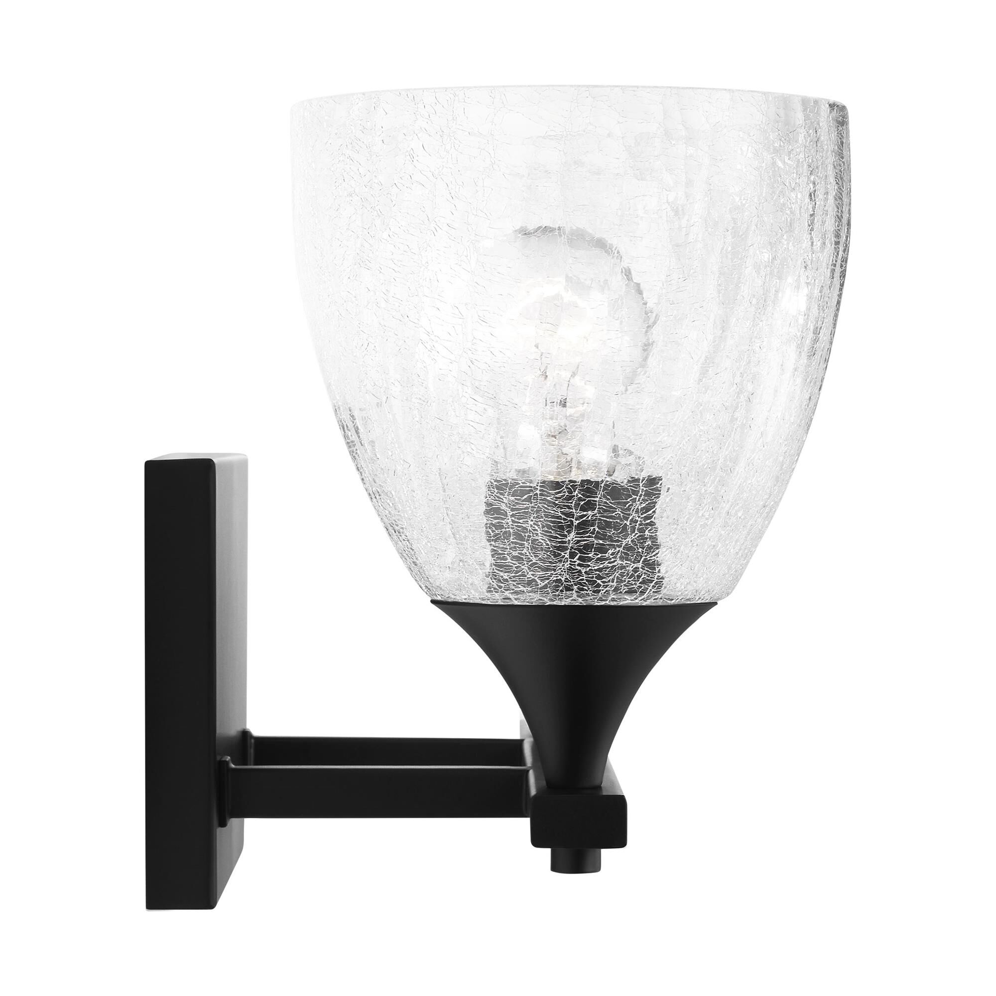 Shown in Midnight Black finish and Clear Crackle glass