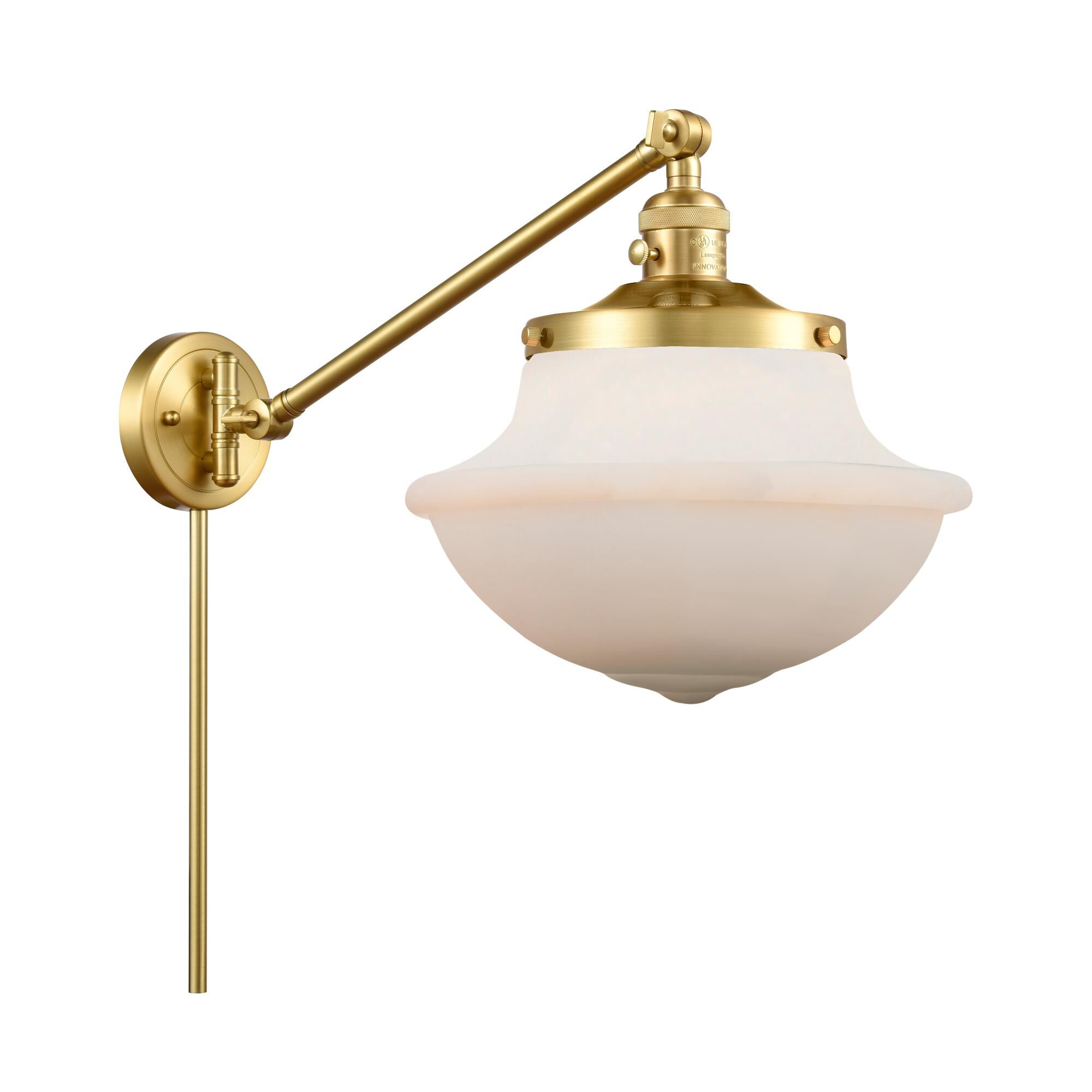 Shown in Satin Gold finish and Matte White Cased Large Oxford glass