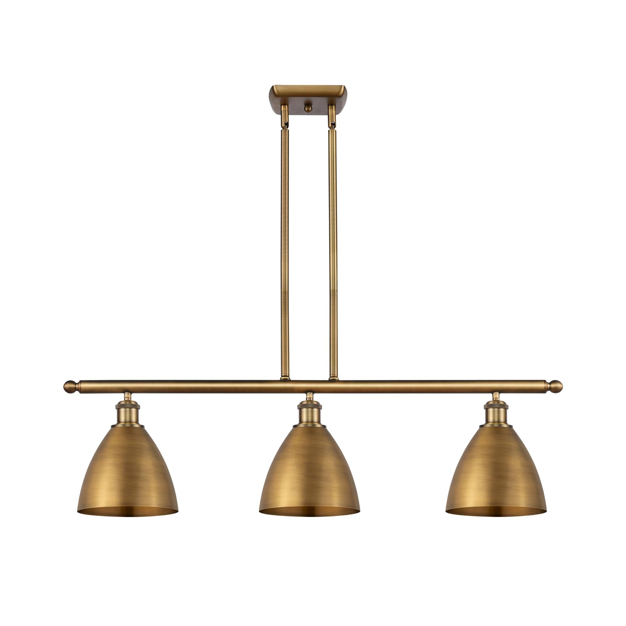 Shown in Brushed Brass finish and Clear glass and Brushed Brass Ballston Dome shade