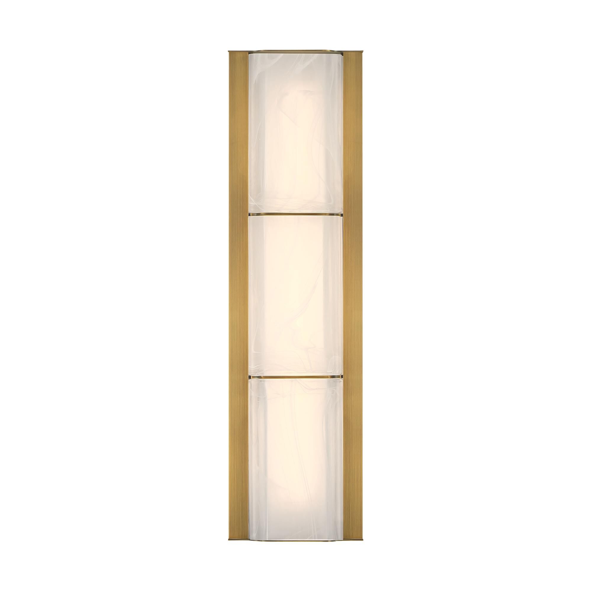 Shown in Antique Brass finish and White Strie glass