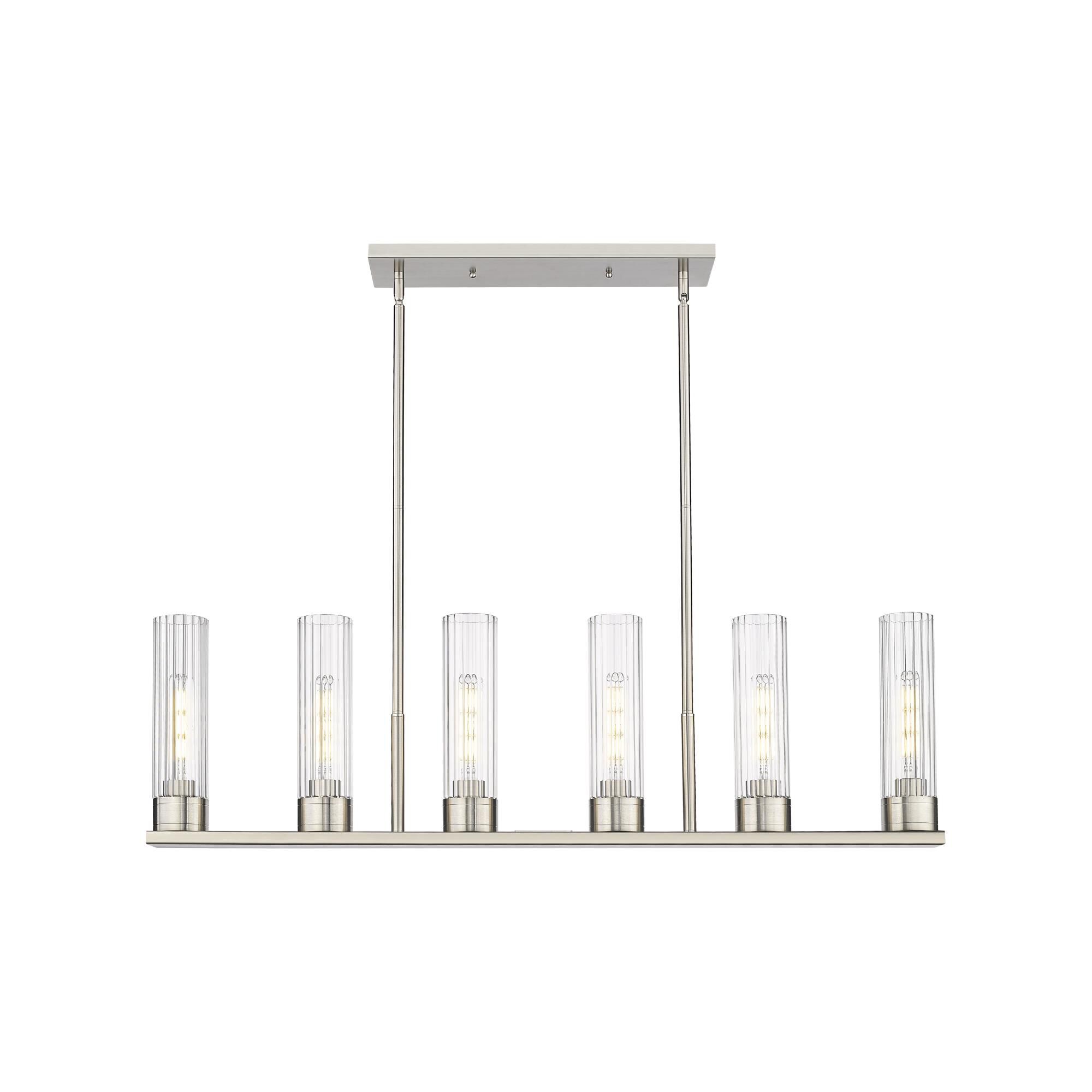 Shown in Satin Nickel finish and Clear glass and Clear Glass shade