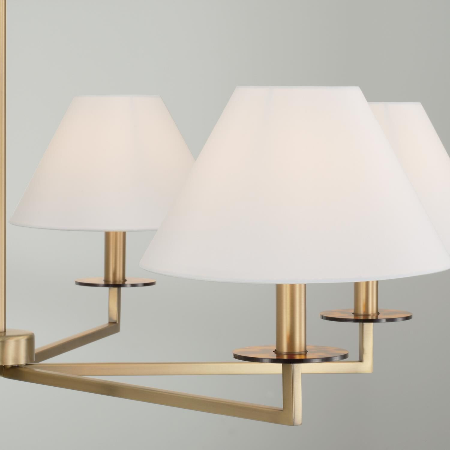 Shown in Aged Brass finish and White Fabric Stay-Straight s shade