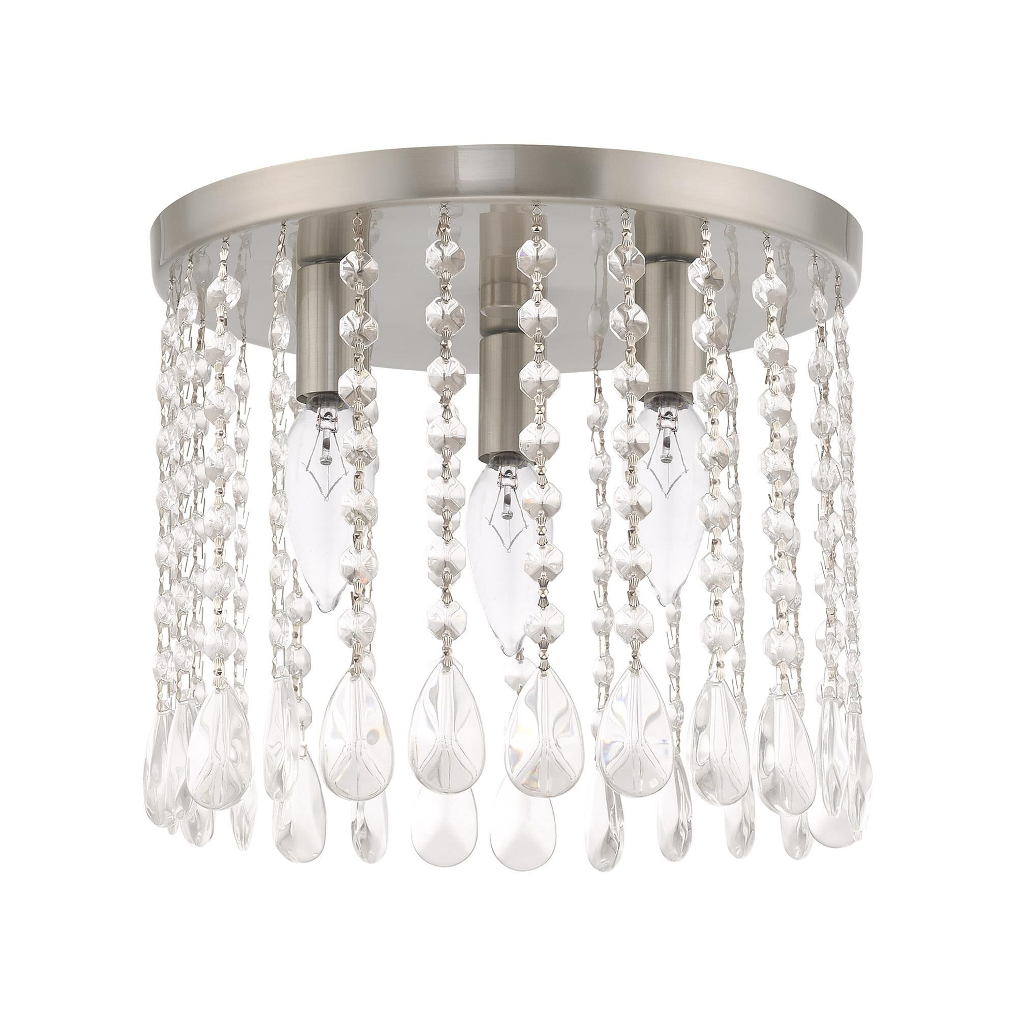 Shown in Brushed Nickel finish and Clear Crystals glass