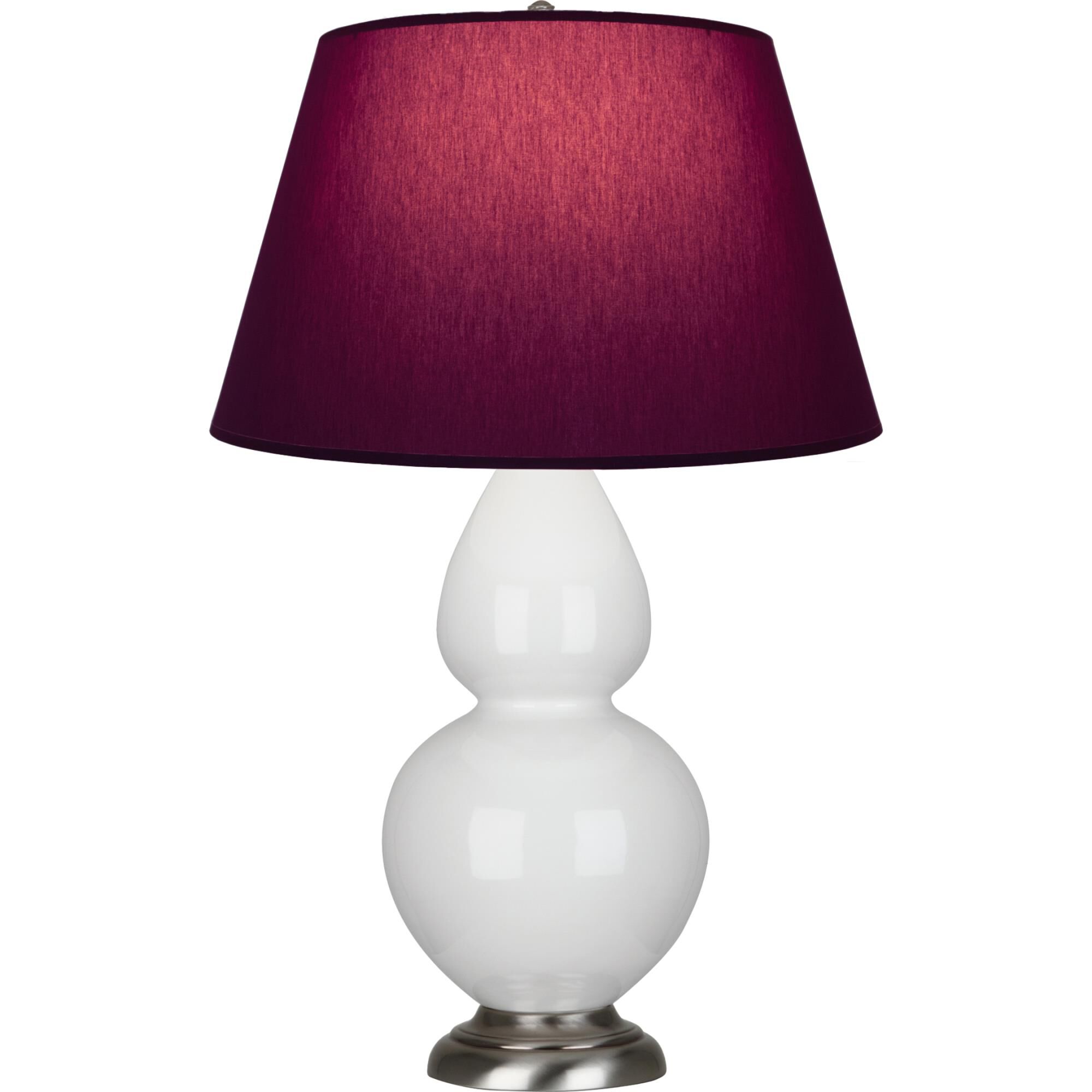 Shown in Lily finish and Plum and Lavender shade and Antique Silver accent