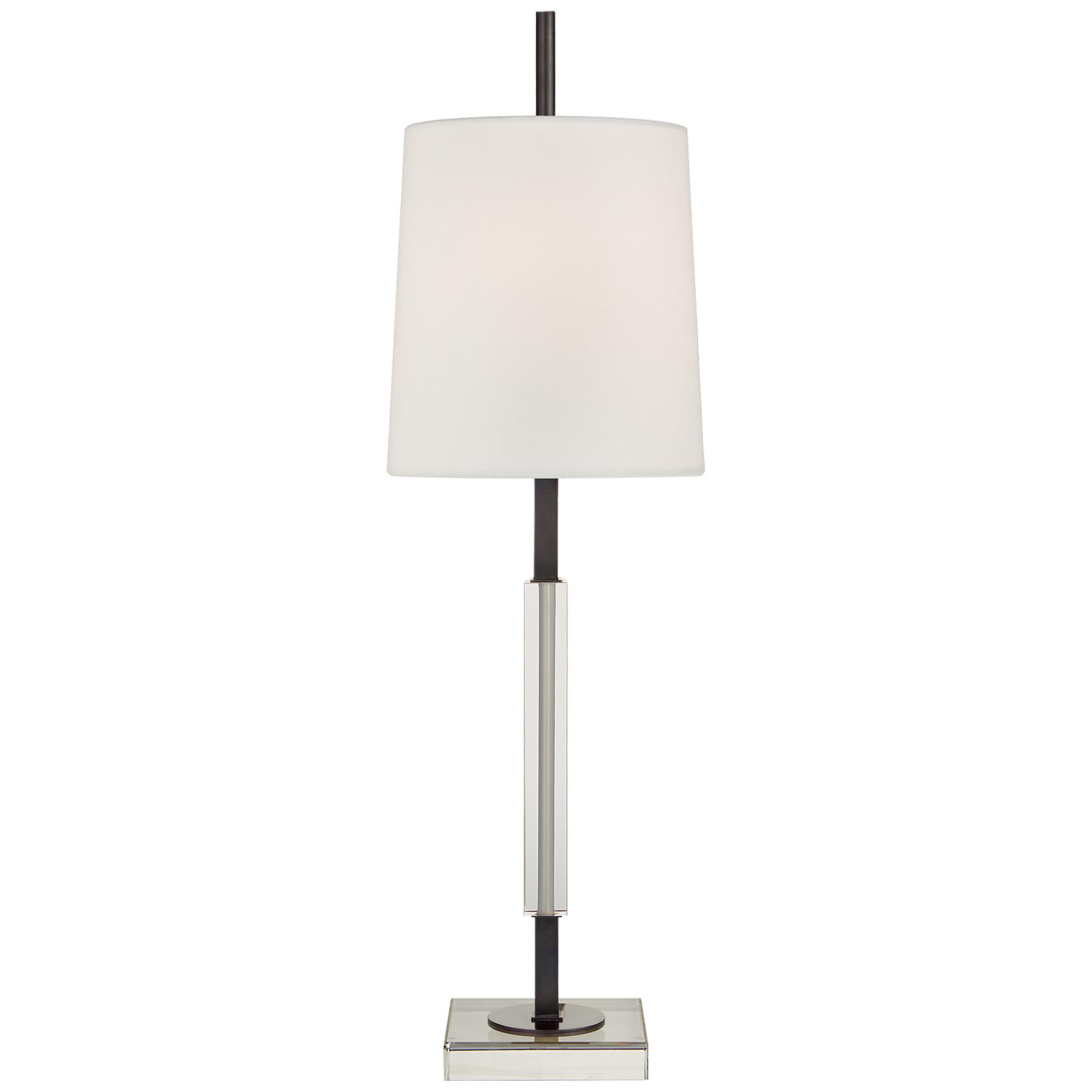 Shown in Bronze With Crystal finish and Linen shade
