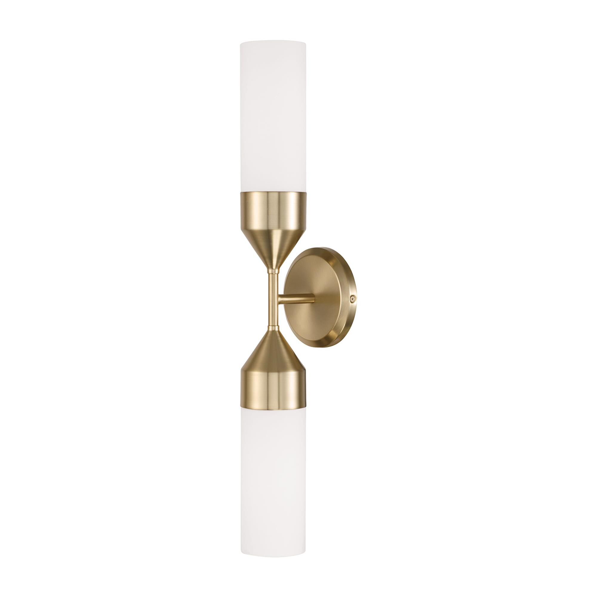 Shown in Matte Brass finish and Soft White glass
