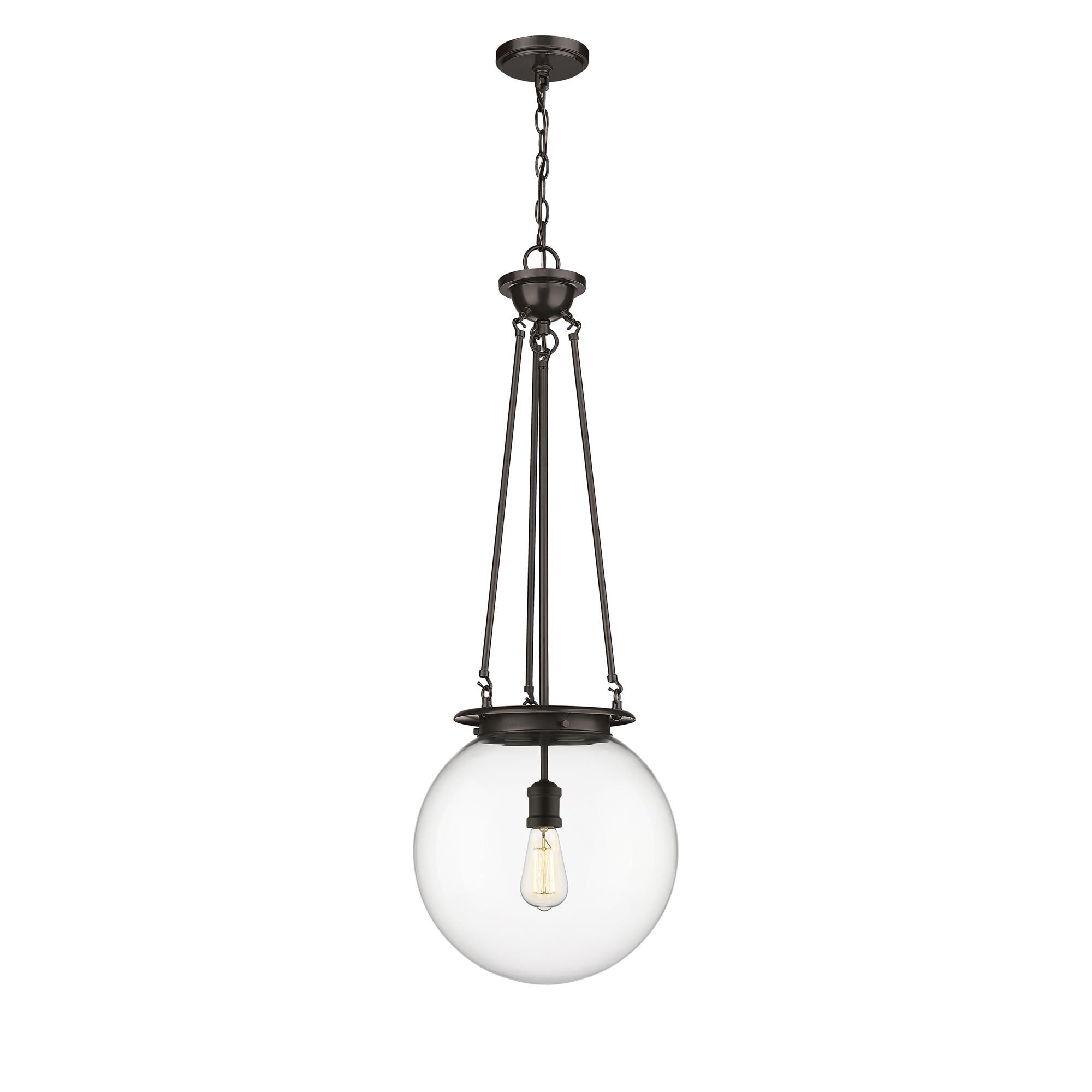 Shown in Oiled Brass finish and Clear glass