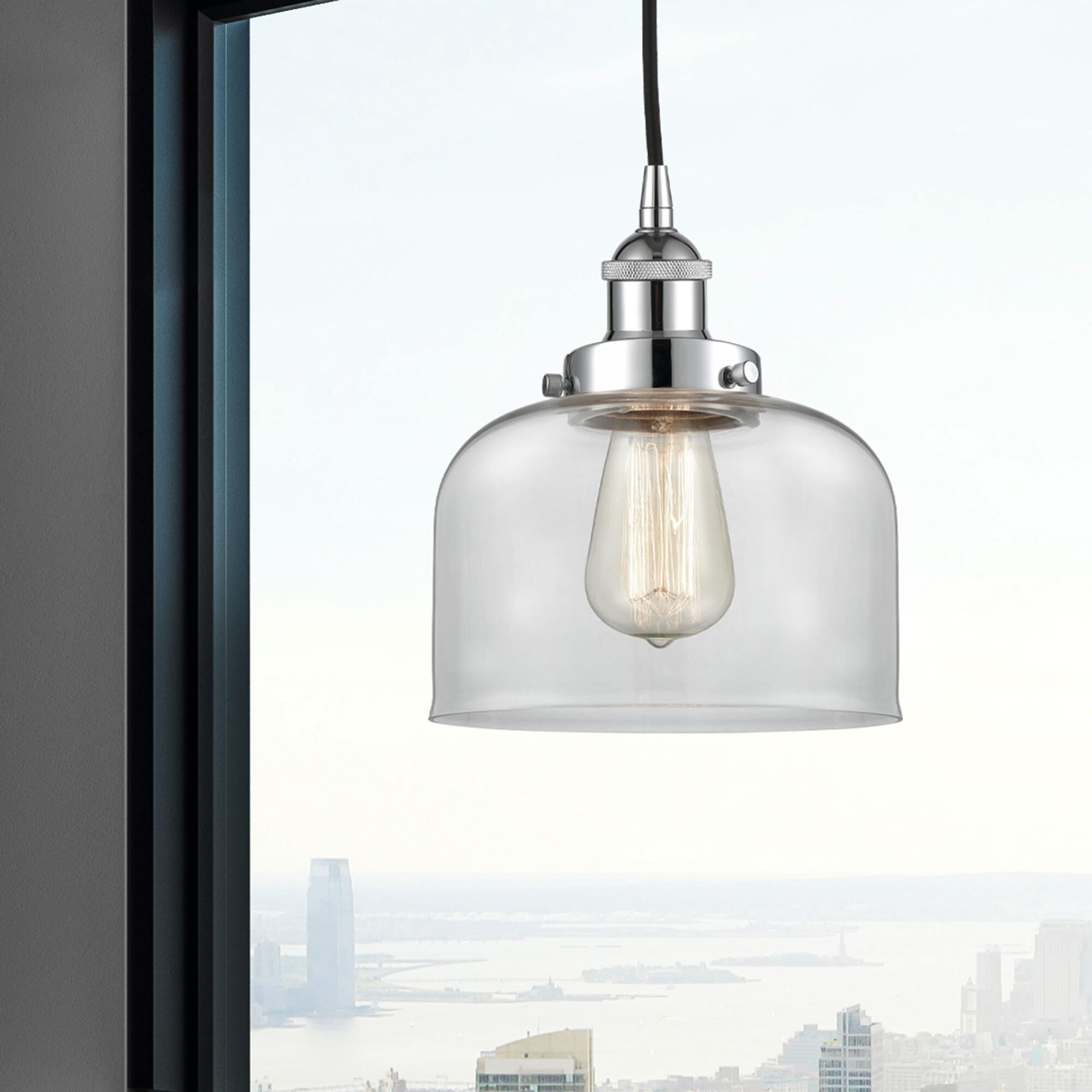 Shown in Polished Chrome finish and Clear glass