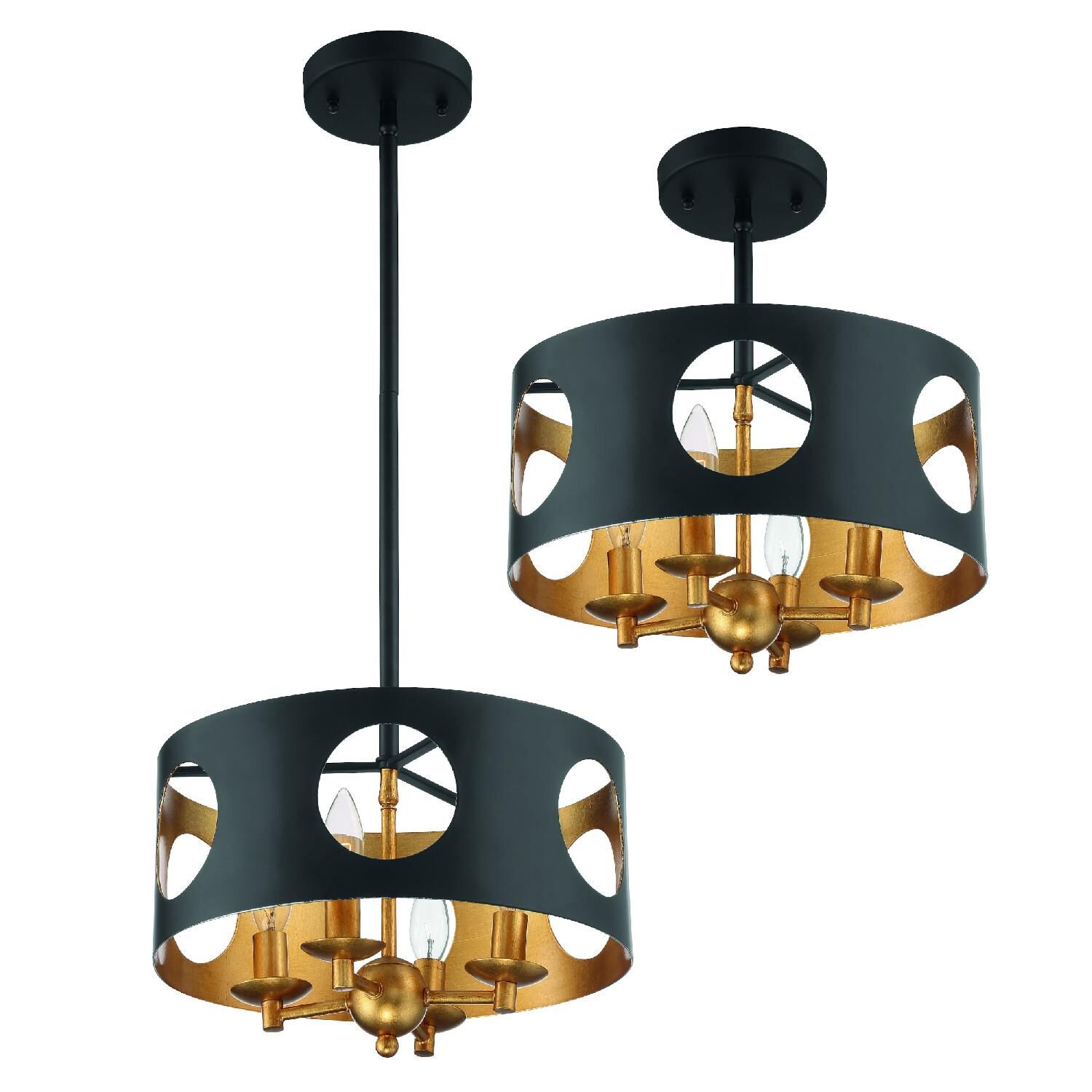 Shown in Matte Black-Antique Gold finish