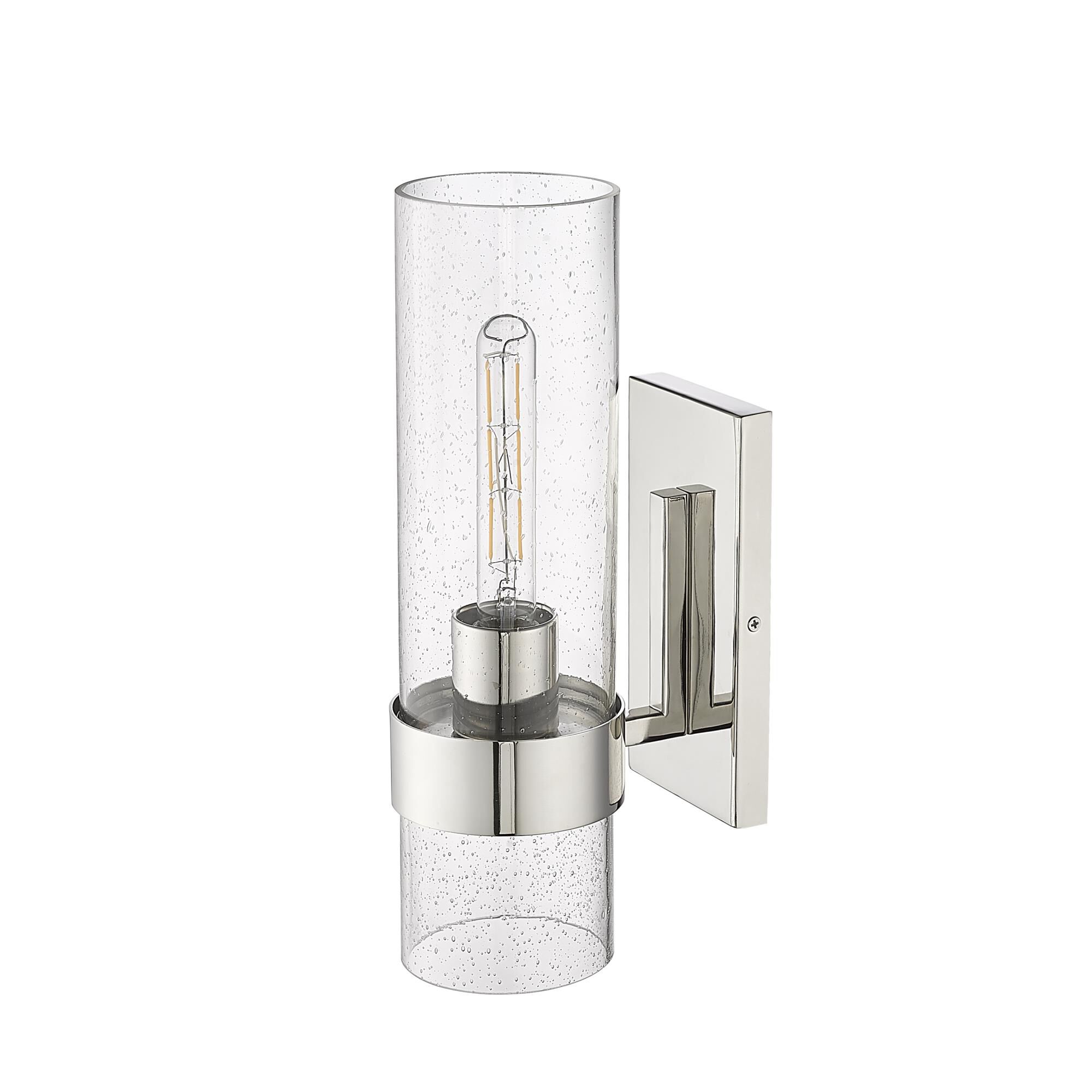 Shown in Polished Nickel finish and Clear Seeded glass