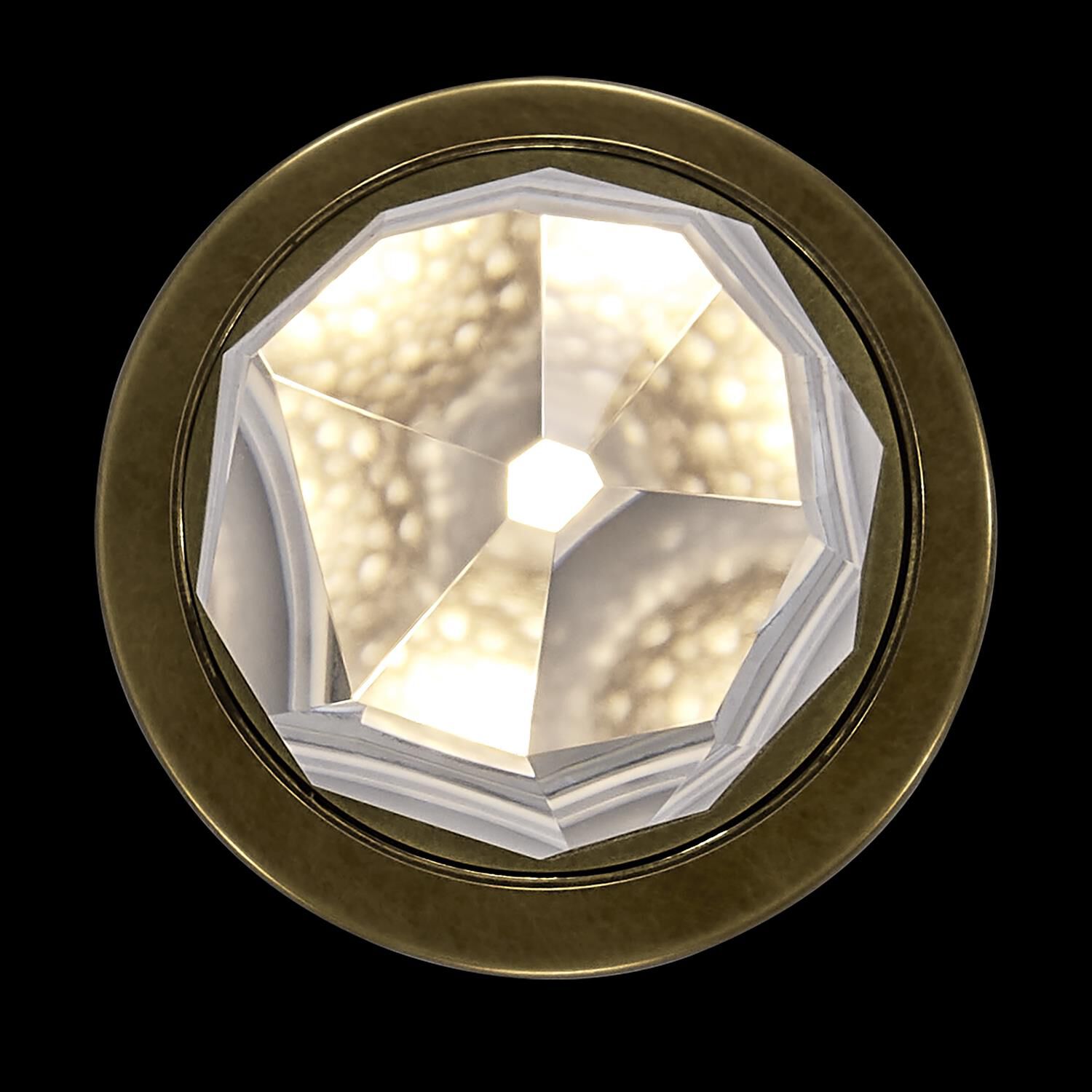 Shown in True Brass finish and Clear crystal