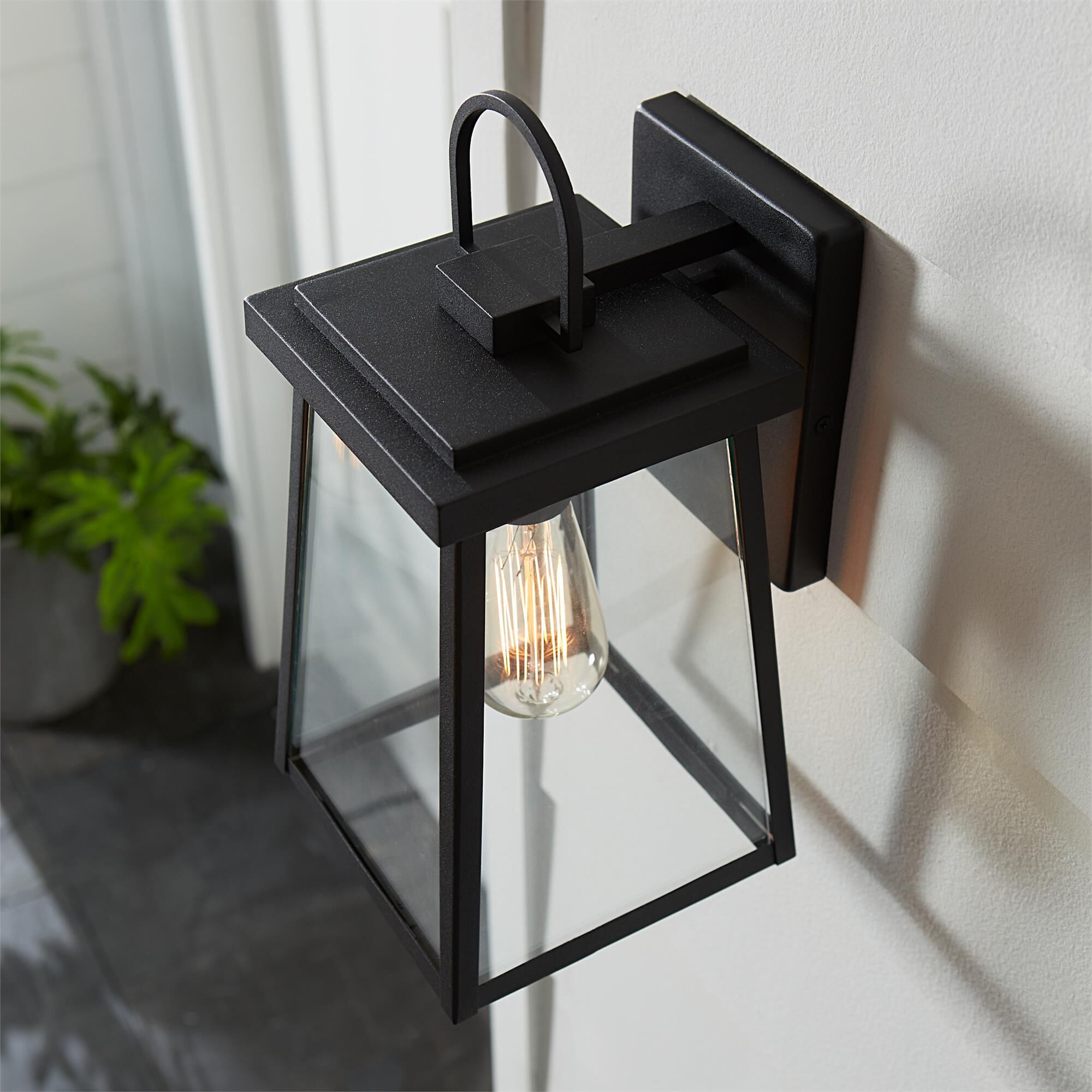 Shown in Black finish and Clear glass