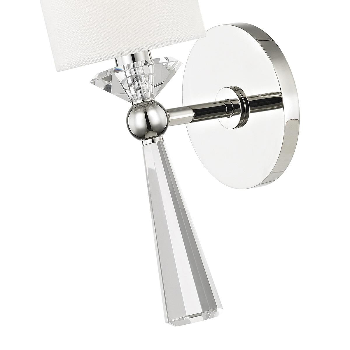 Shown in Polished Nickel finish and Off White Linen shade