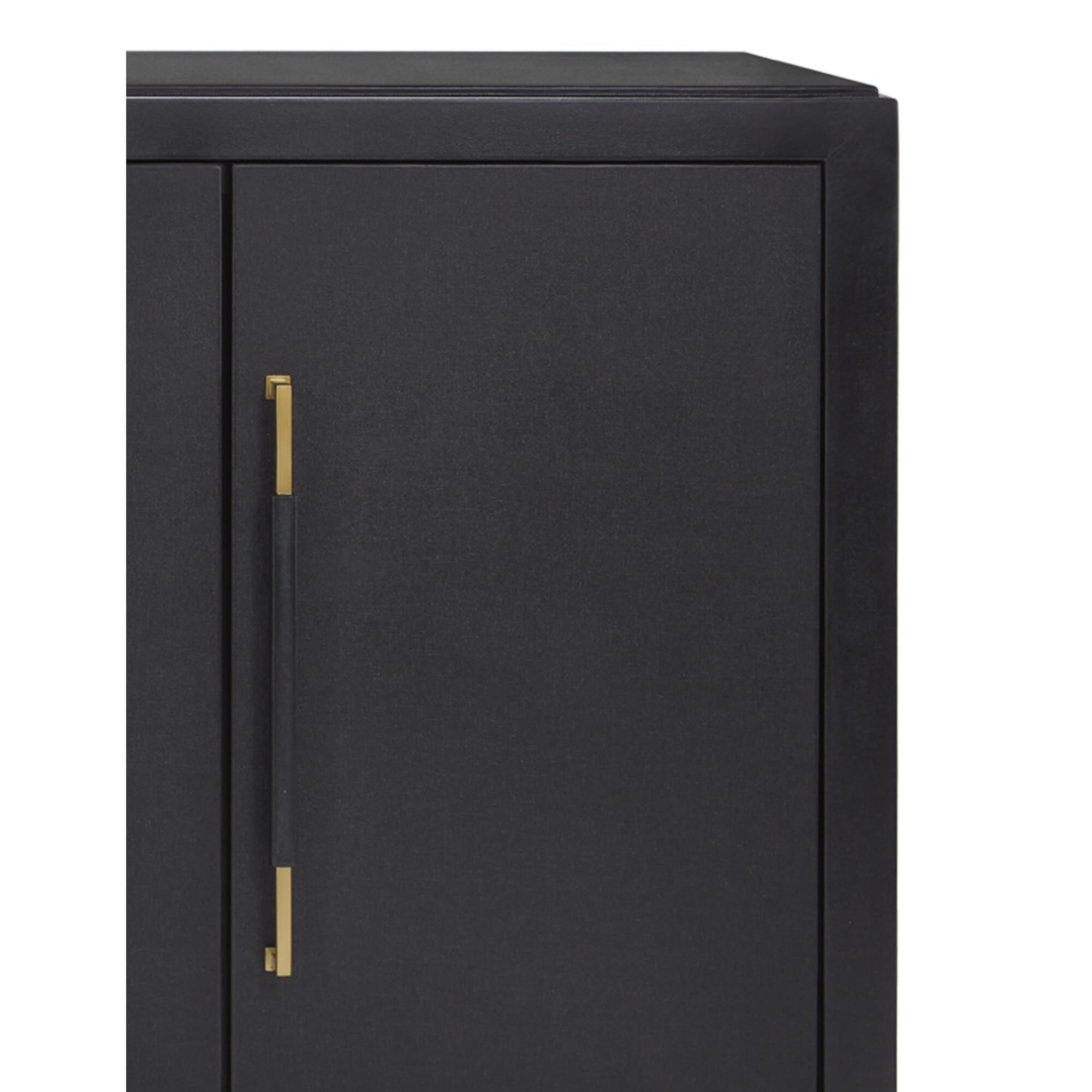 Shown in Black Lacquered Linen-Champagne Stretchers-Linen finish