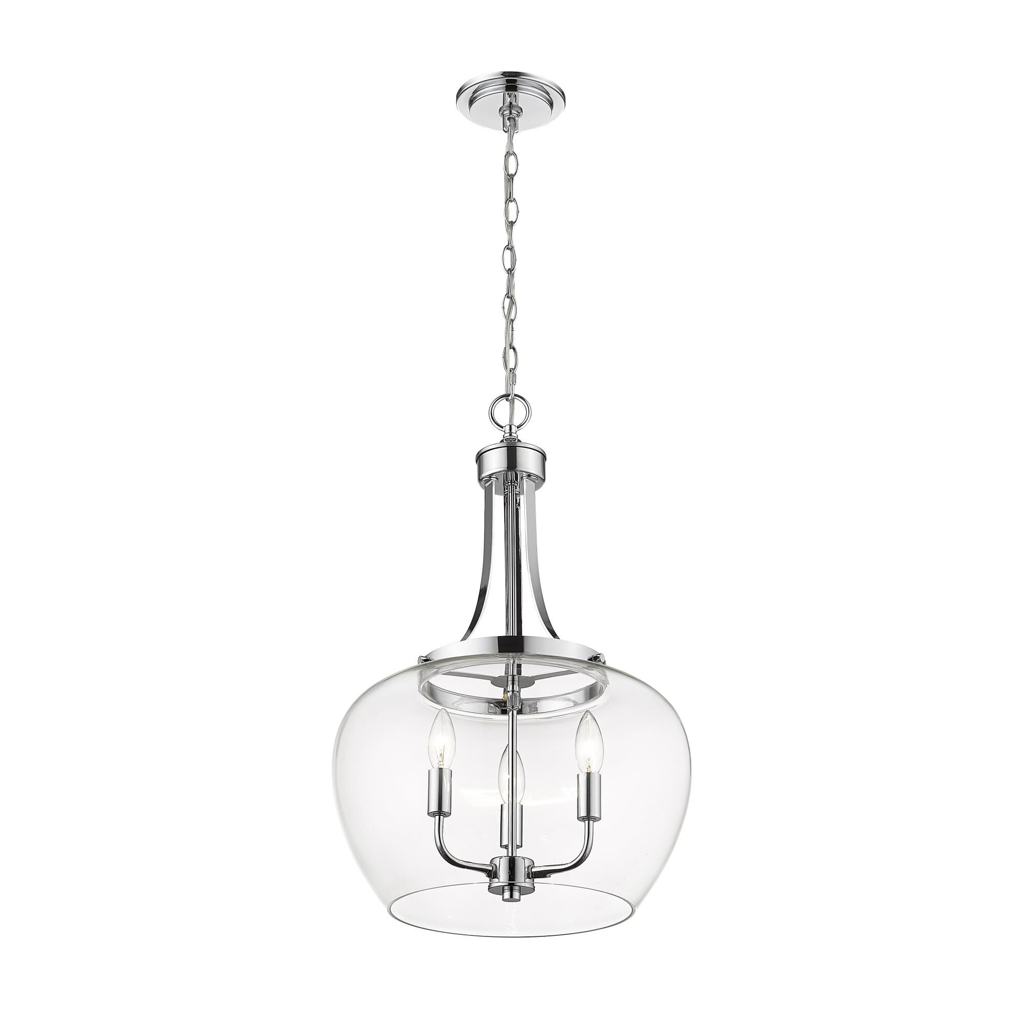 Shown in Chrome finish and Glass shade