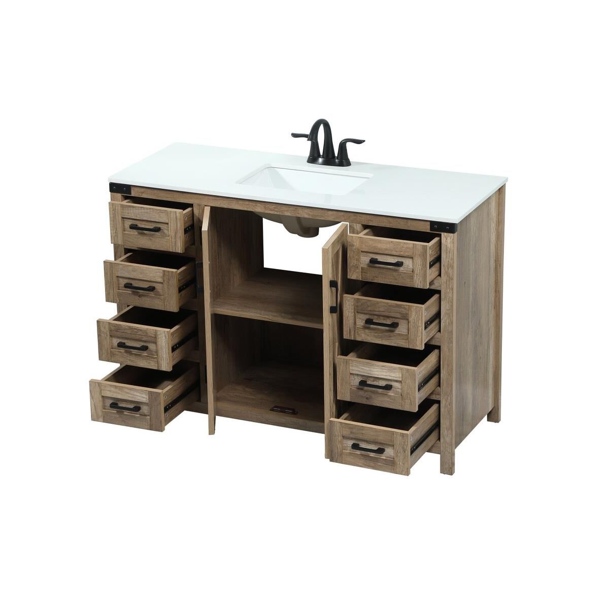 Shown in Natural Oak finish and Without Backsplash accent