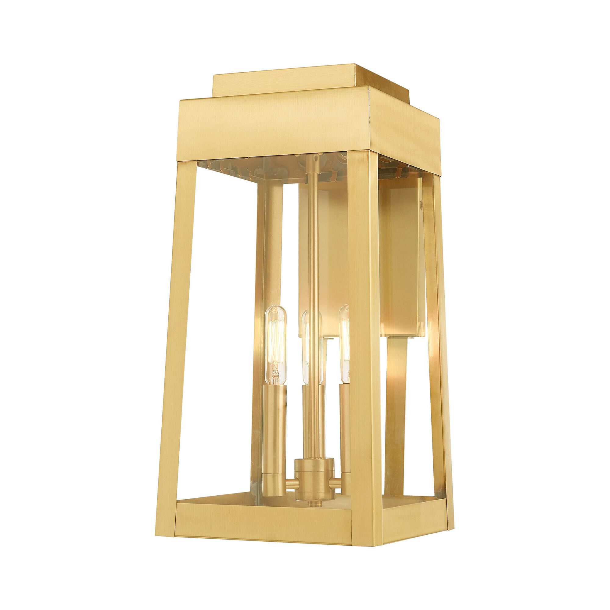 Shown in Satin Brass finish and Clear glass