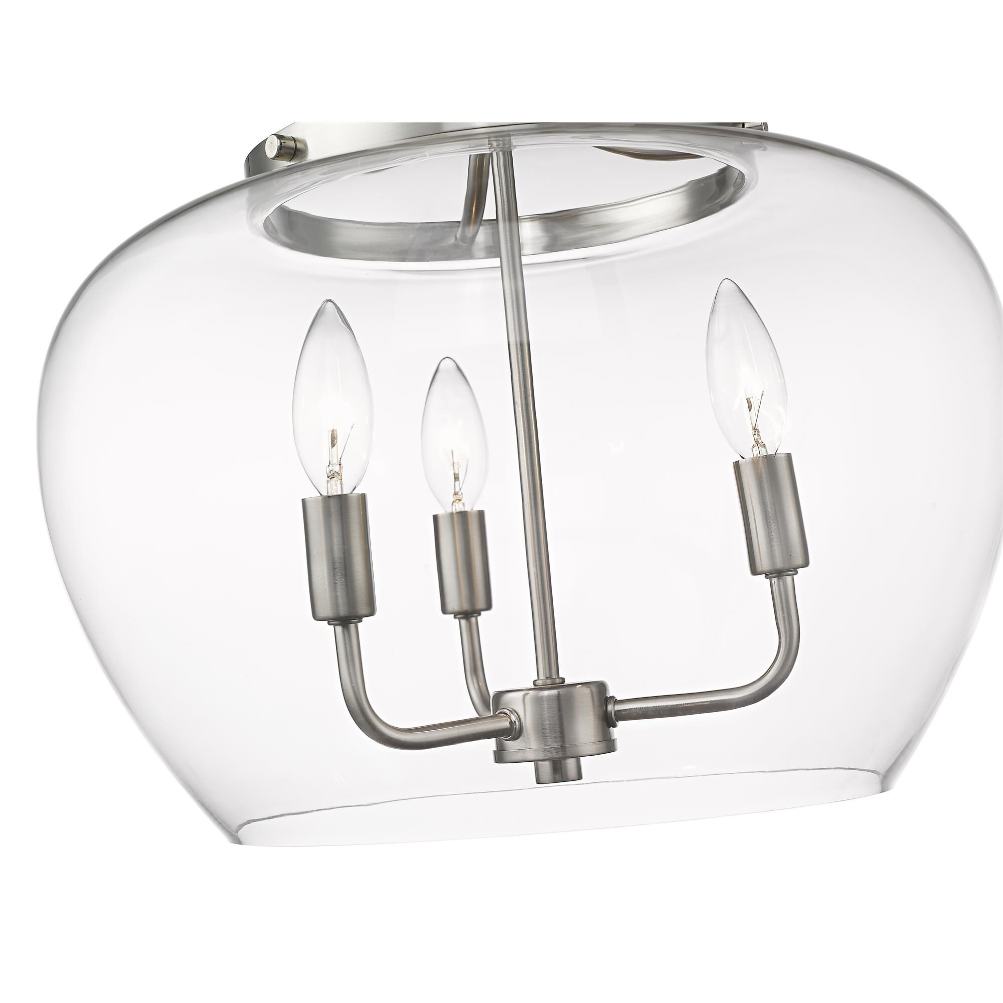 Shown in Brushed Nickel finish and Glass shade