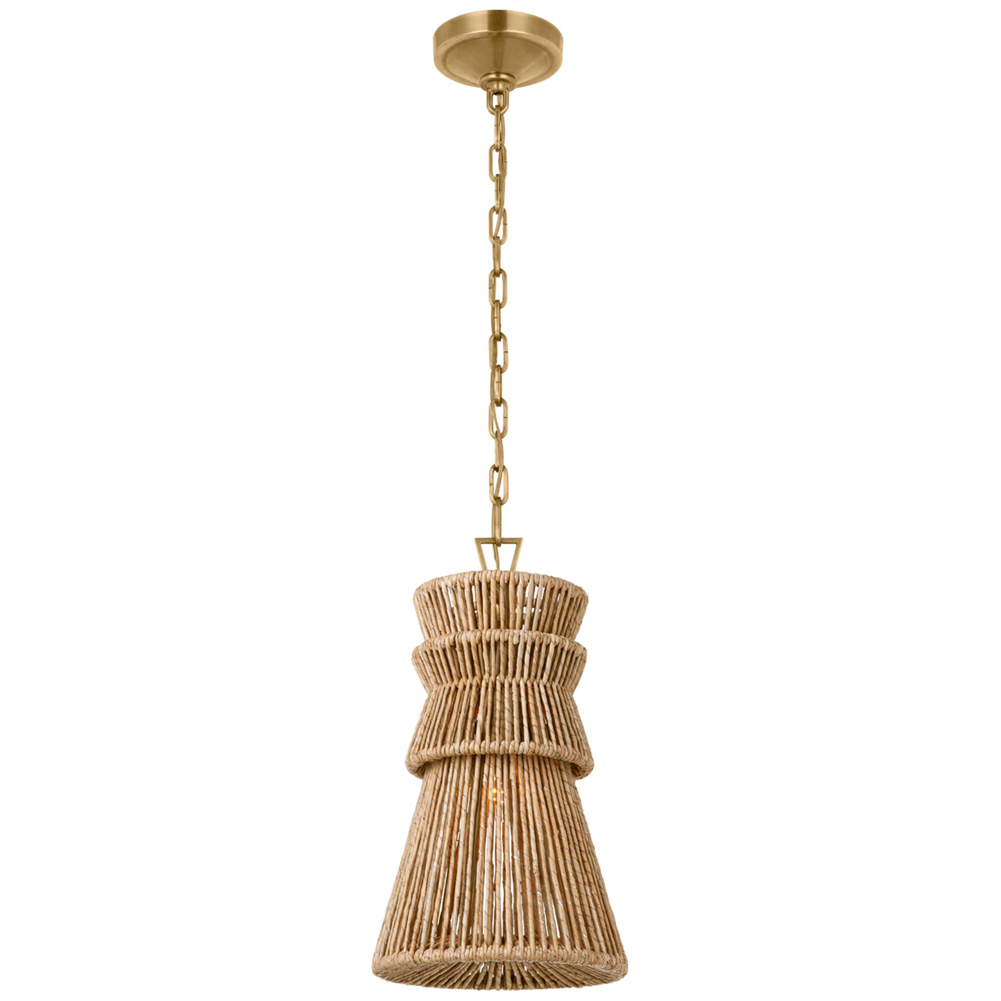 Shown in Antique-Burnished Brass and Natural Abaca finish