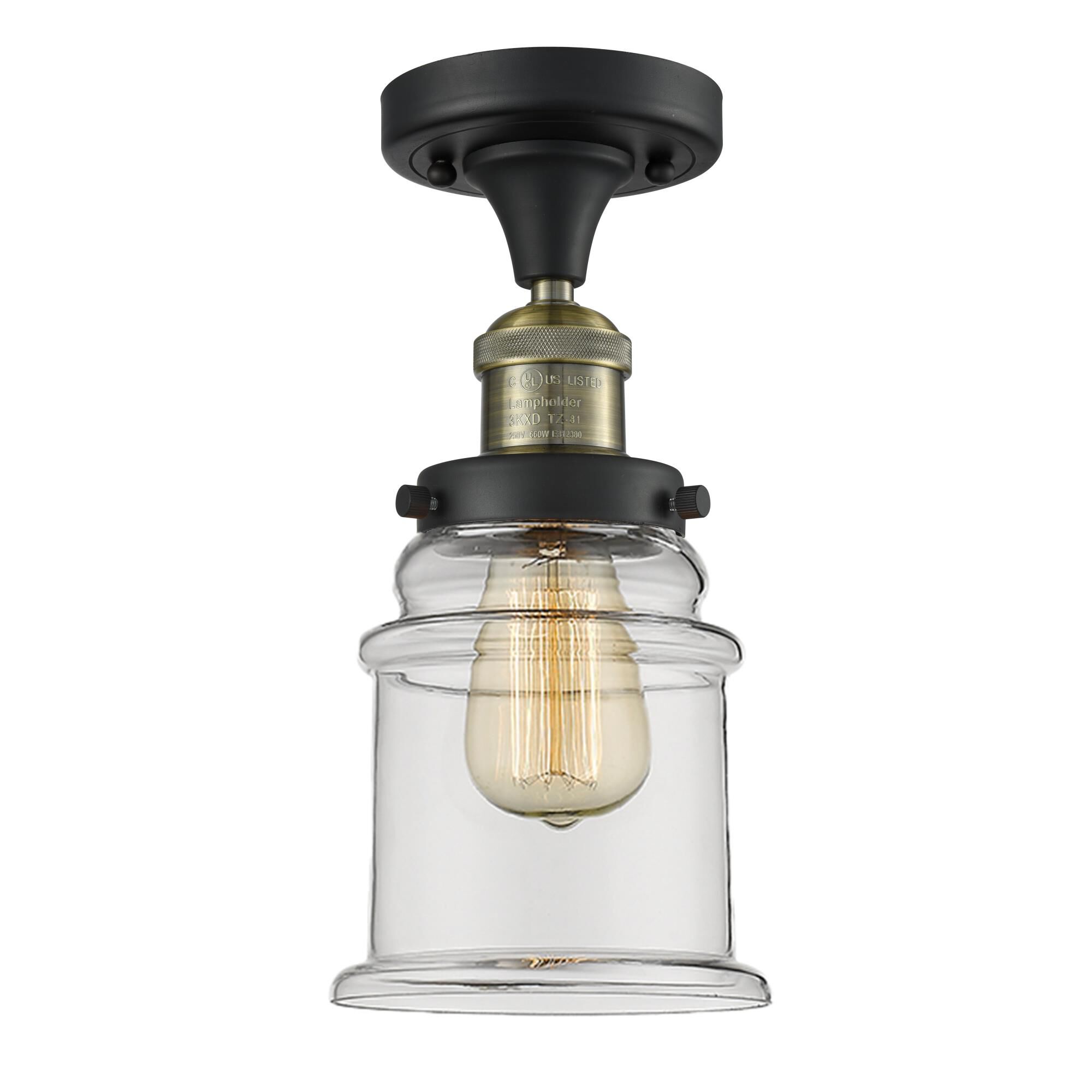 Shown in Black Antique Brass finish and Clear glass