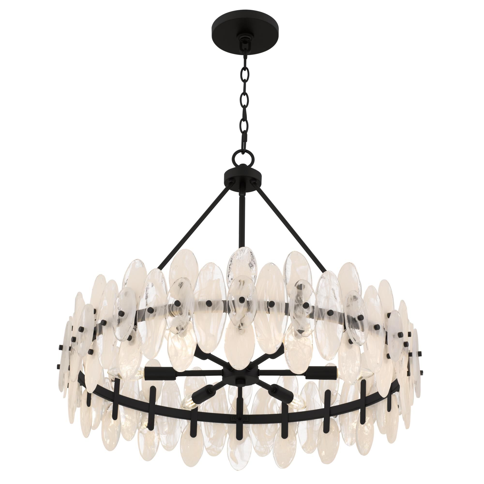 Shown in Matte Black finish and Glass shade