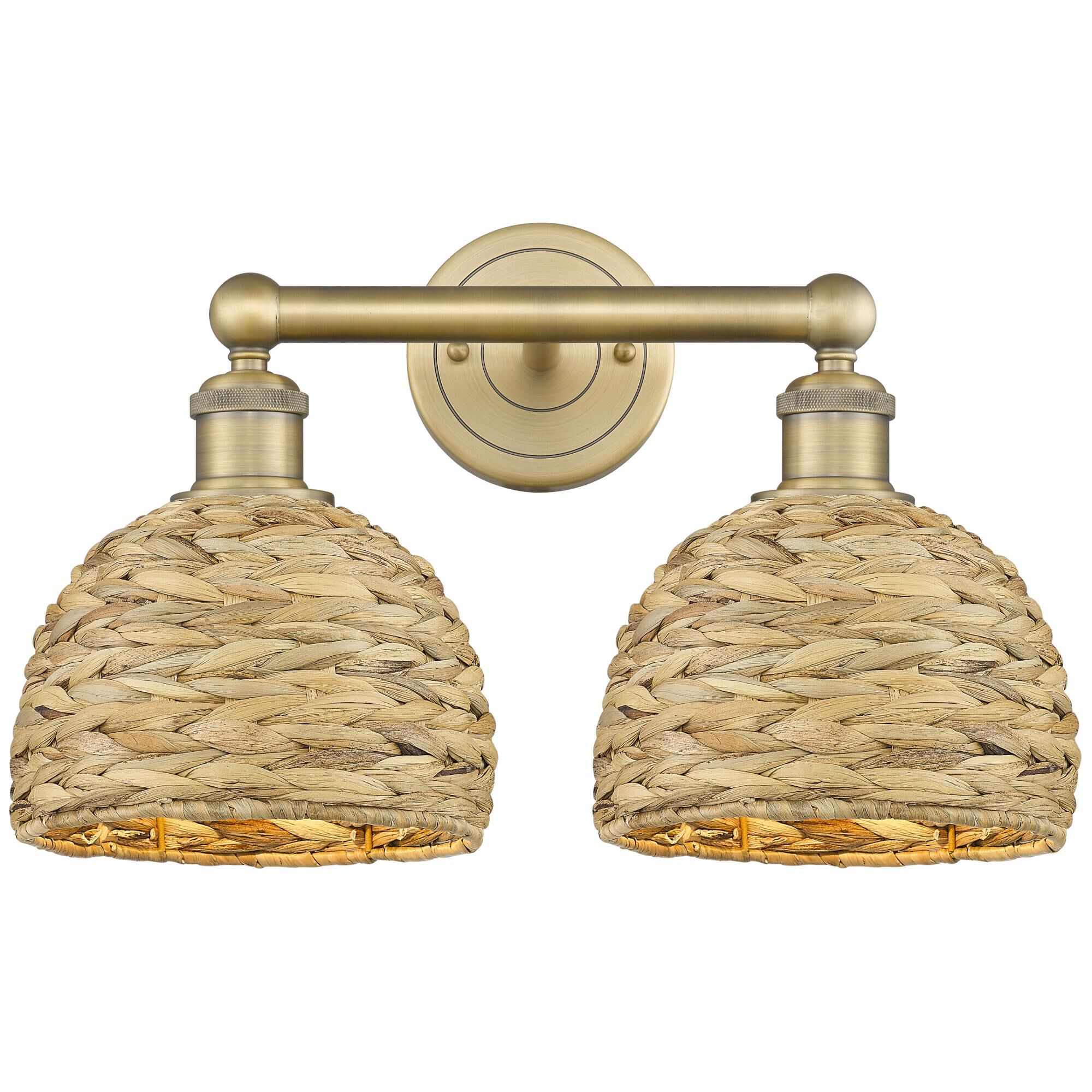 Shown in Brushed Brass finish and Natural shade