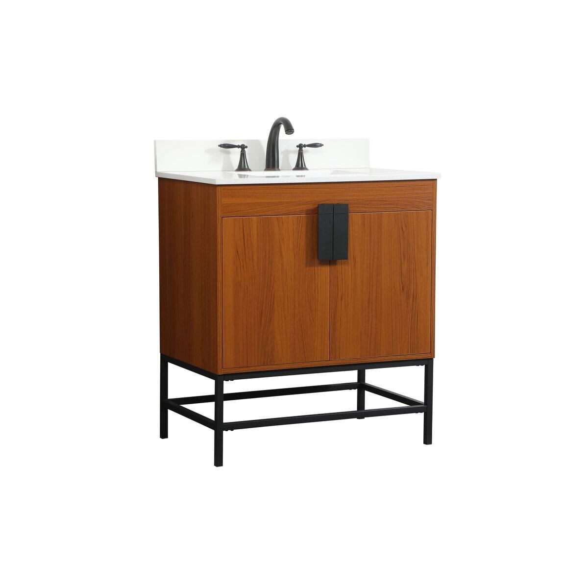 Shown in Teak finish and With Backsplash accent