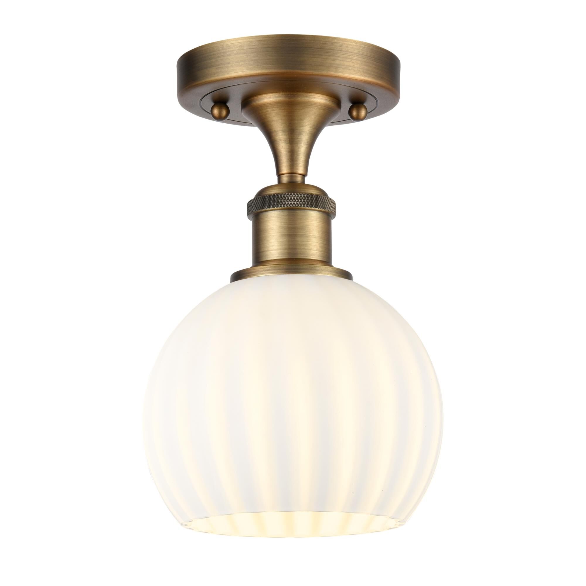 Shown in Brushed Brass finish and White Venetian glass