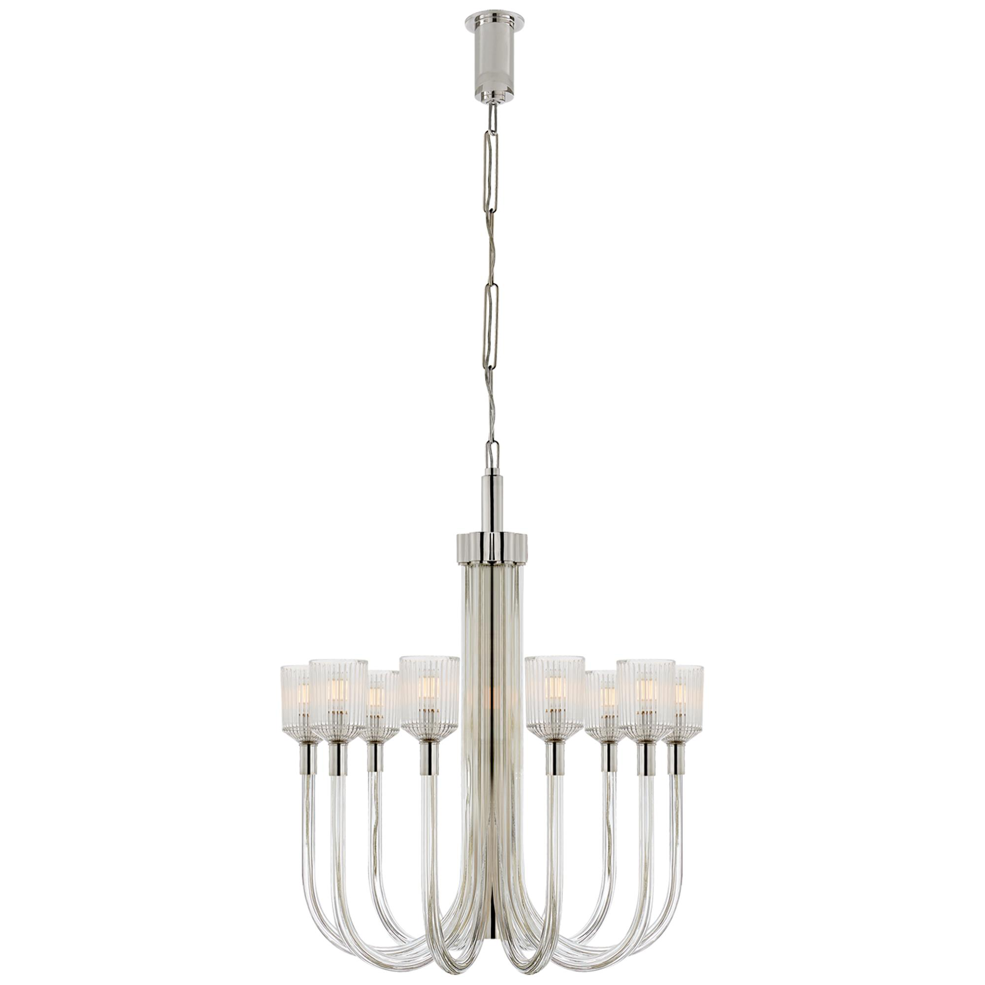 Shown in Clear Ribbed Glass And Polished Nickel finish