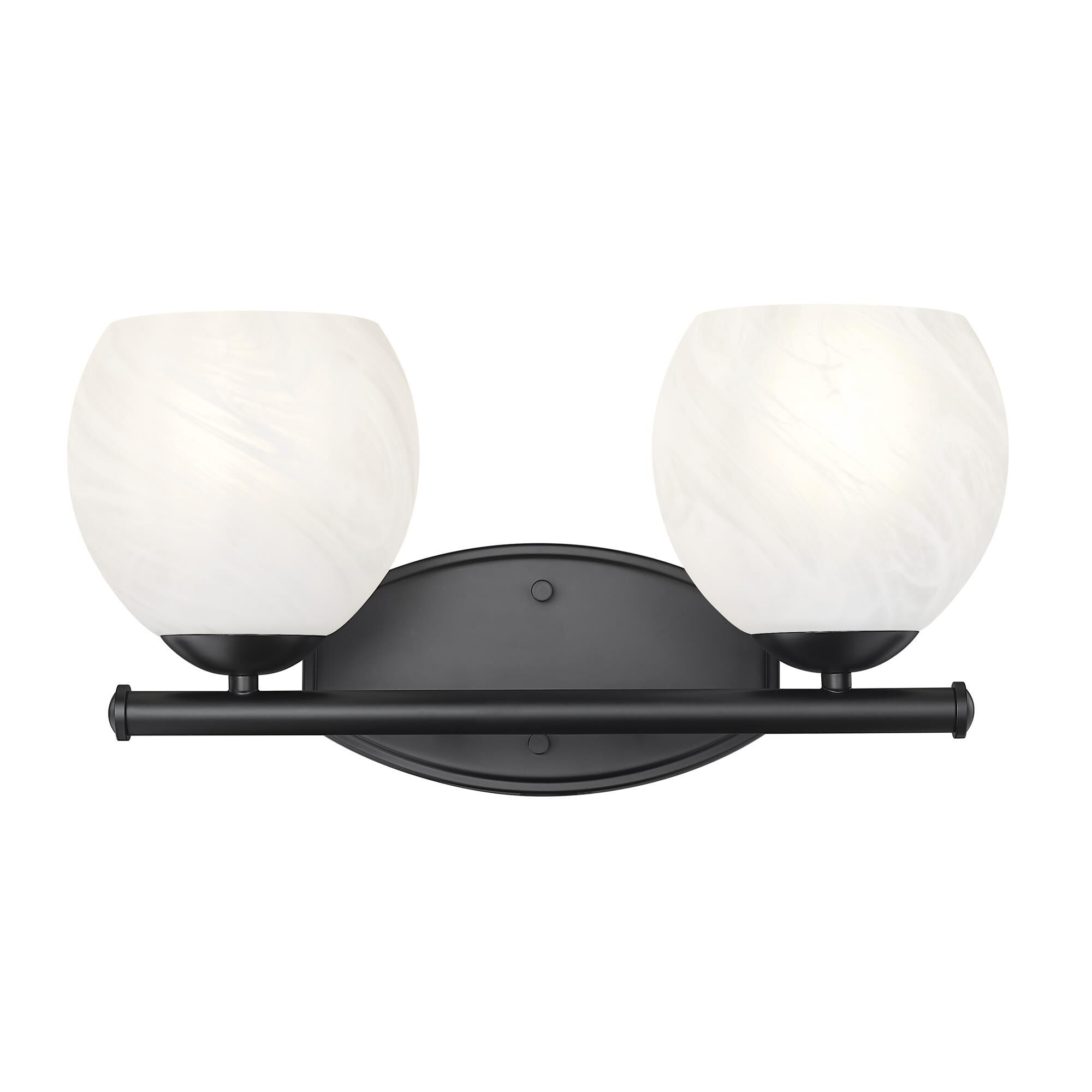 Shown in Matte Black finish and Feathered White glass