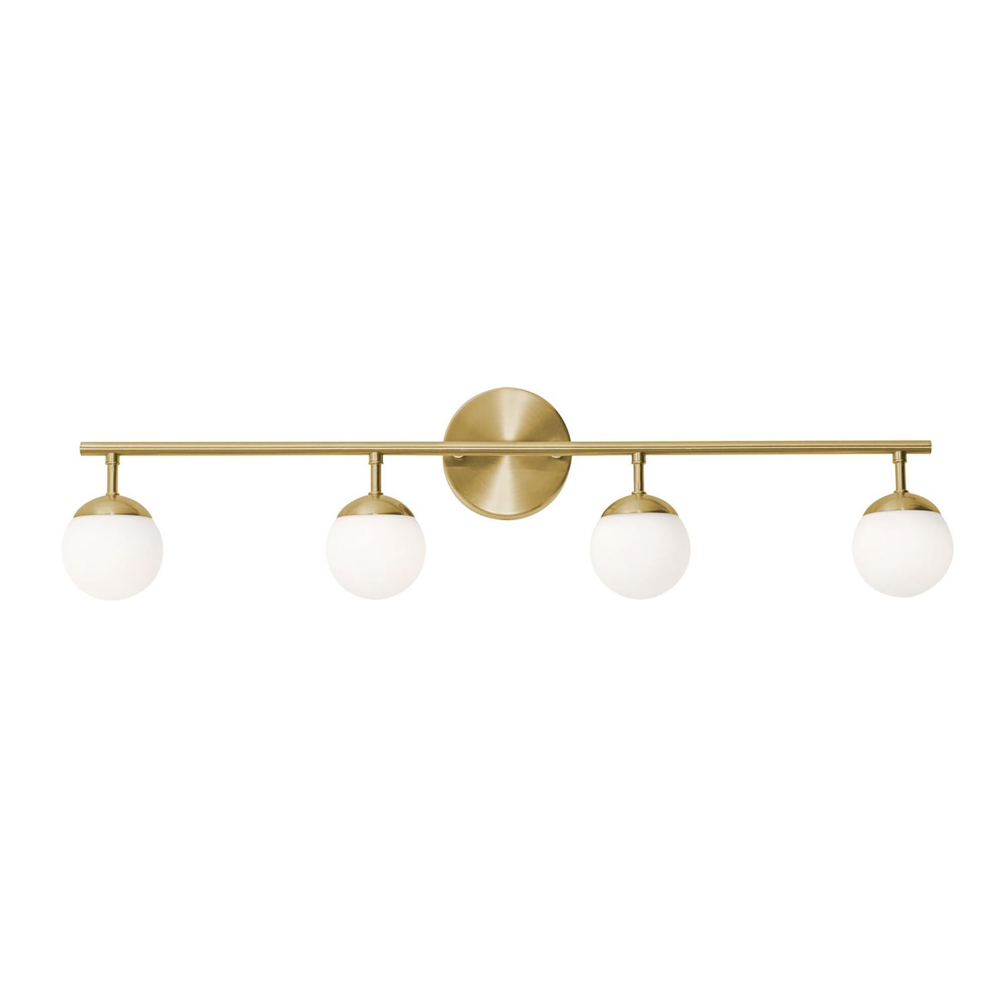 Shown in Satin Brass finish and White glass
