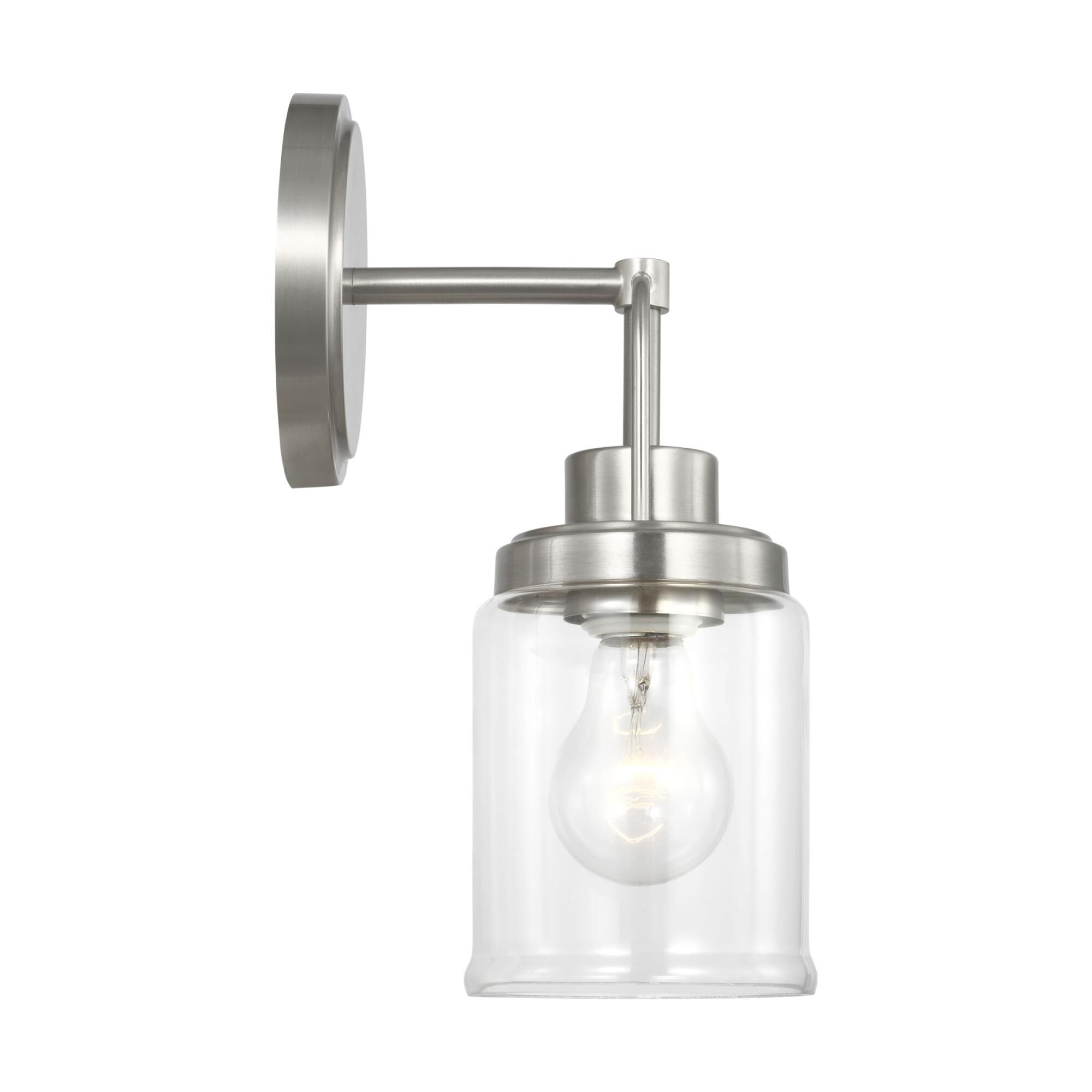 Shown in Brushed Nickel finish and Clear glass