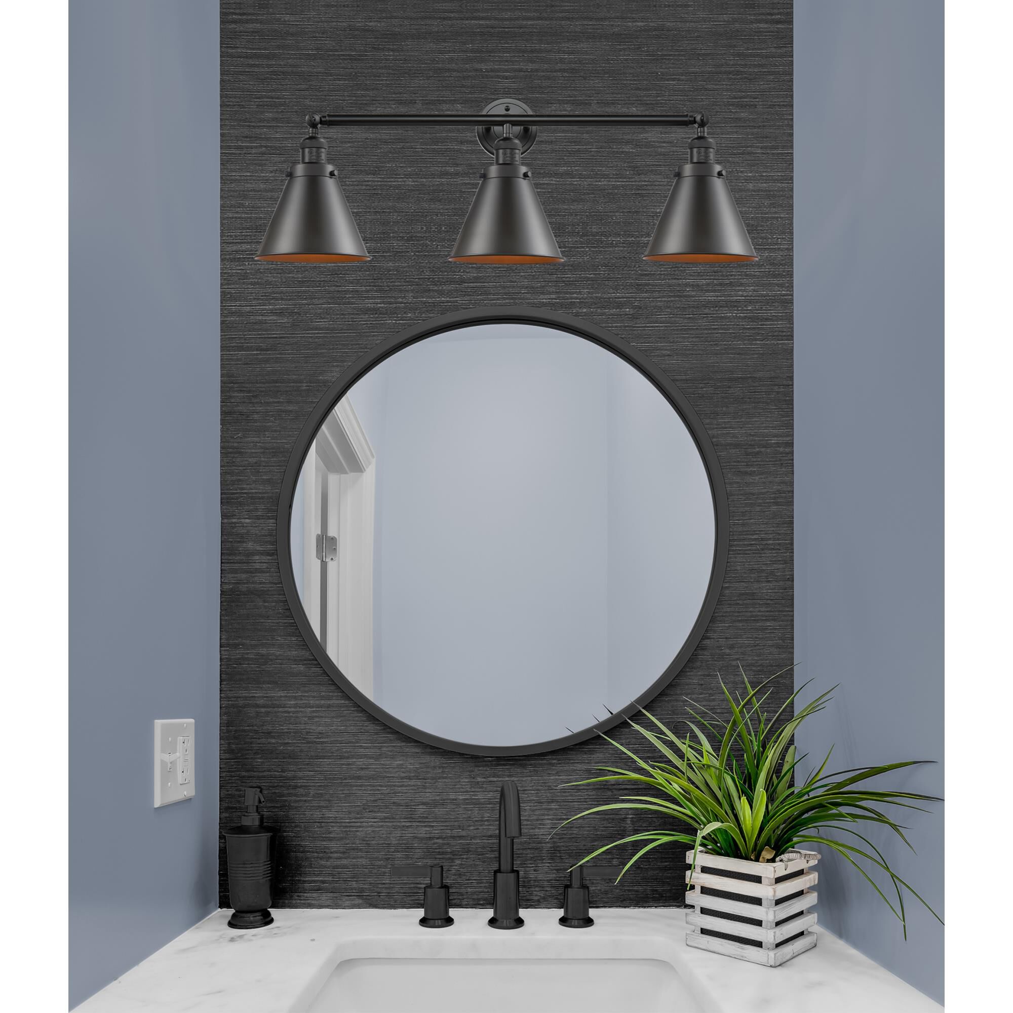 Shown in Oil Rubbed Bronze finish and Oil Rubbed Bronze Appalachian shade