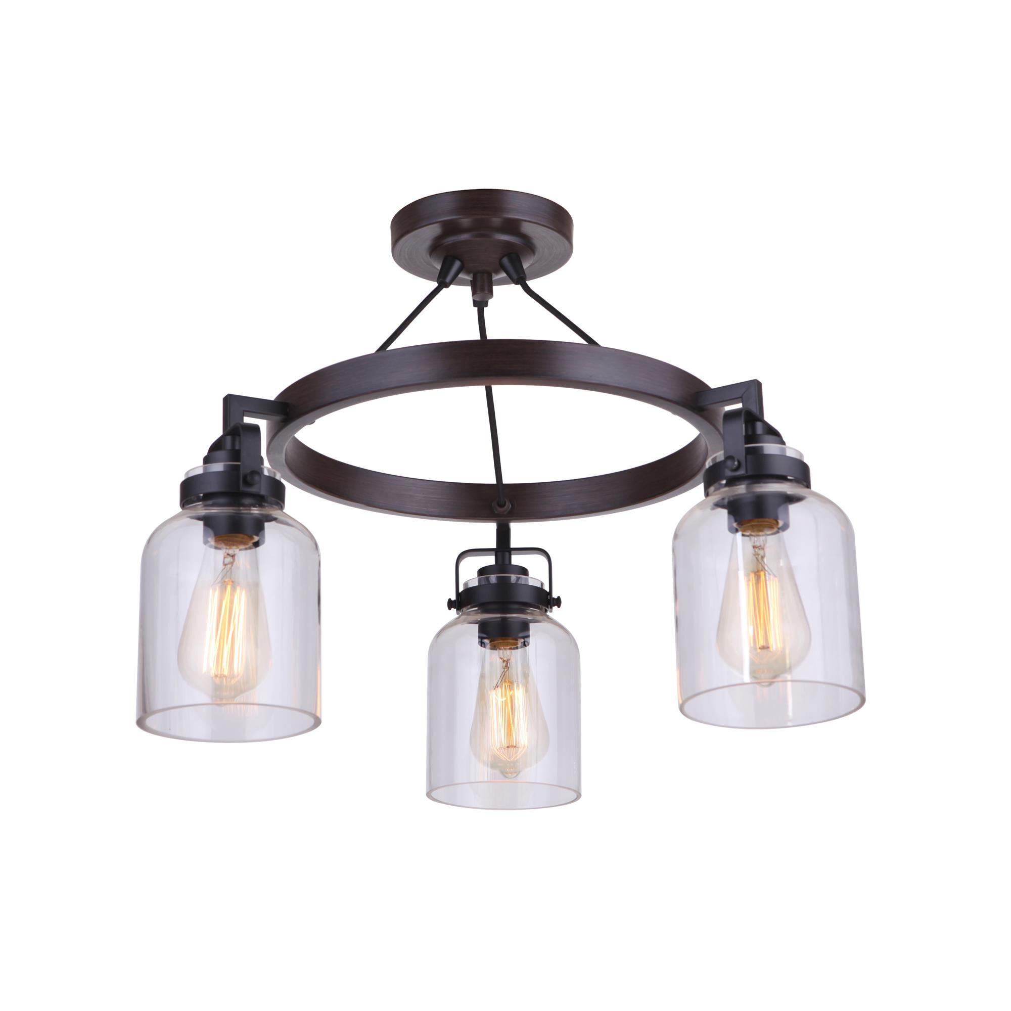 Foxwood 22 Inch 3 Light Semi Flush Mount,