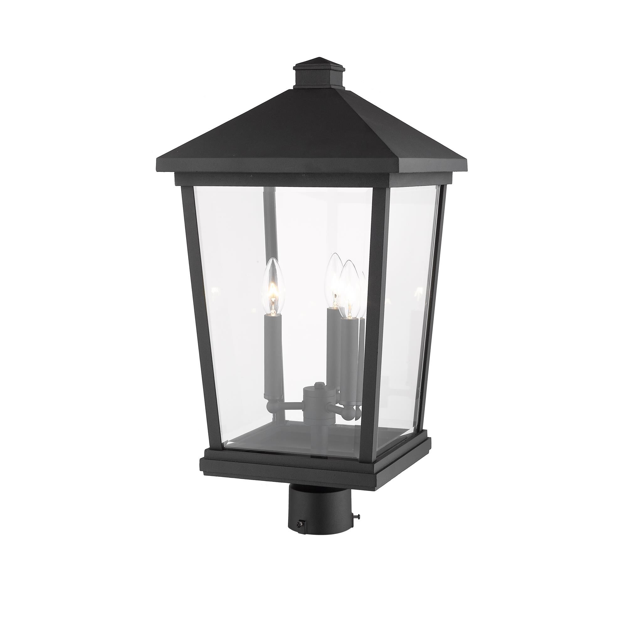 Shown in Black finish and Glass shade