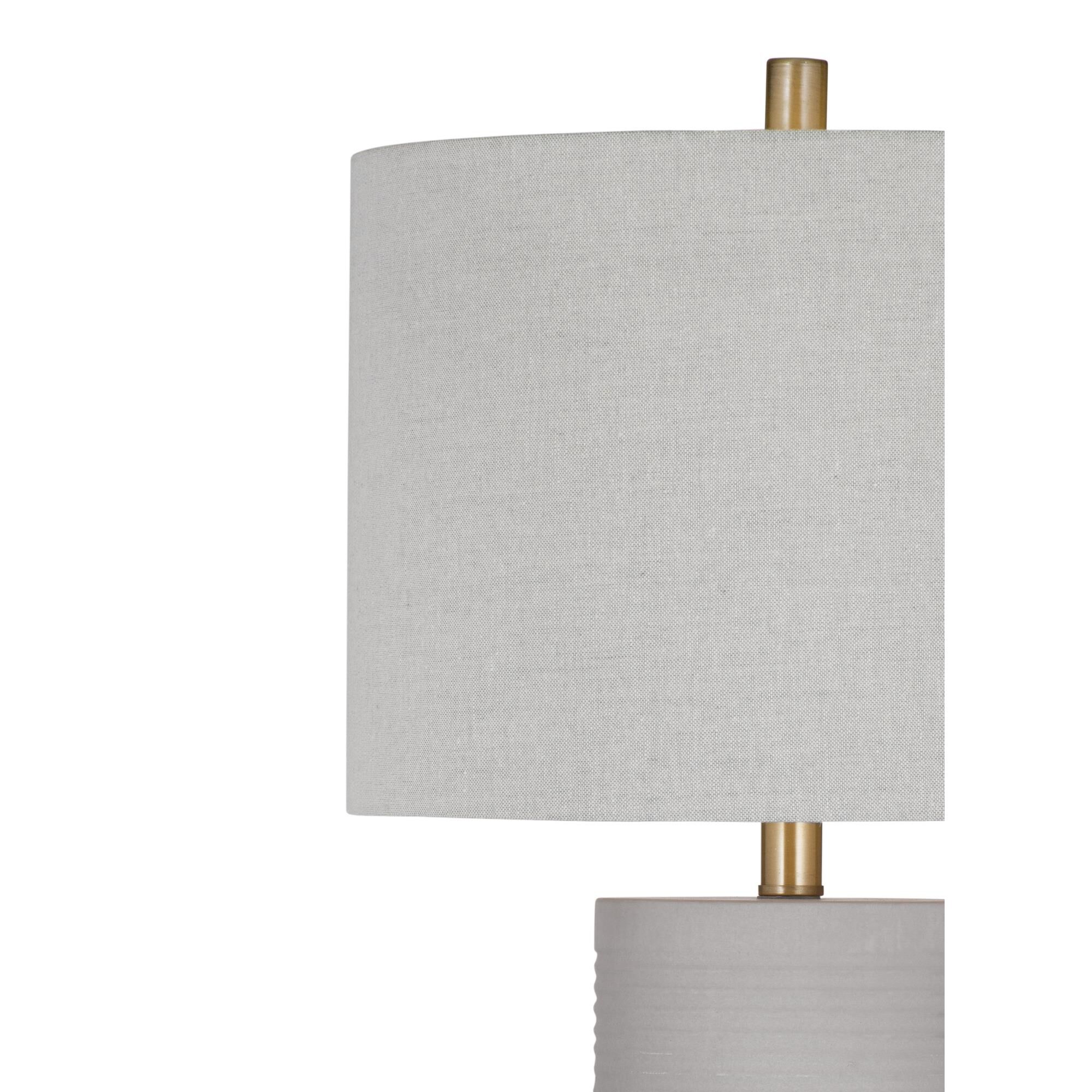 Shown in Gray and Antique Brass finish and White shade