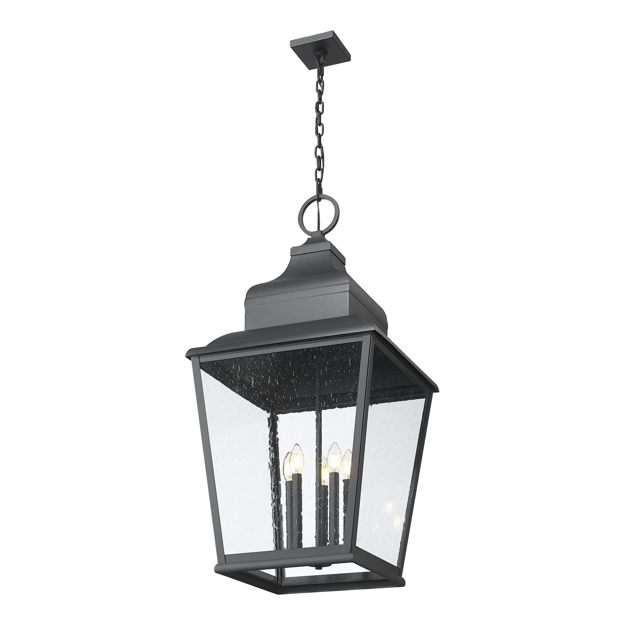Shown in Sand Black finish and Clear Seedy glass