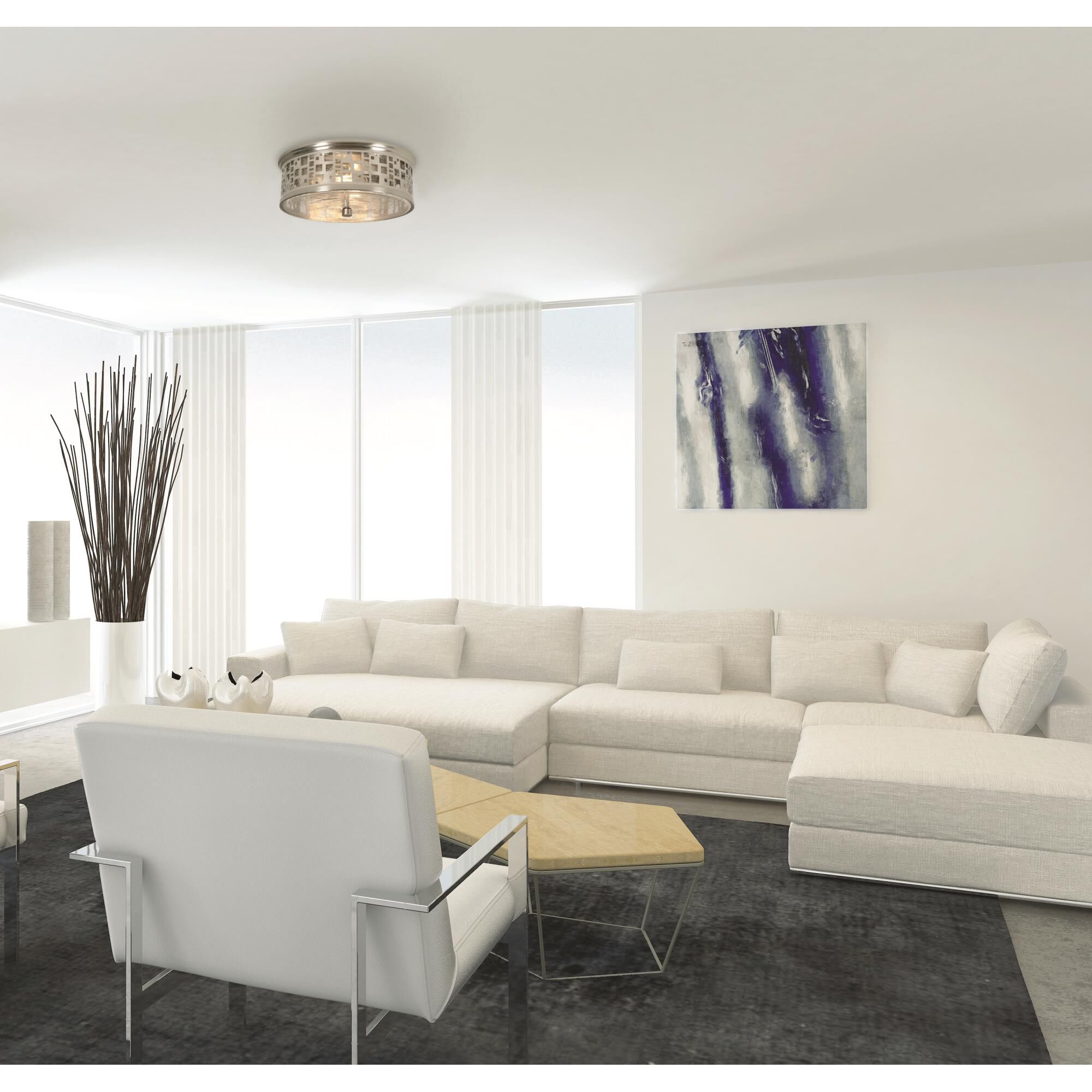 Shown in Satin Nickel finish and Clear Seeded glass and Satin Nickel Steel shade