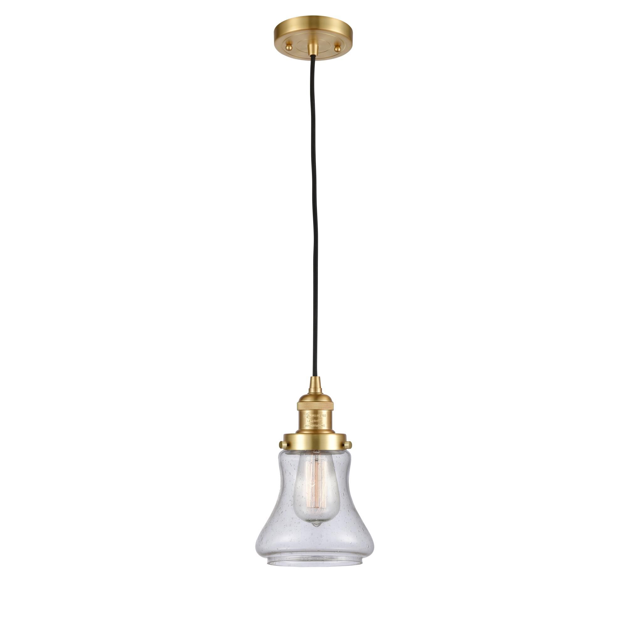 Shown in Satin Gold finish and Seedy Bellmont glass