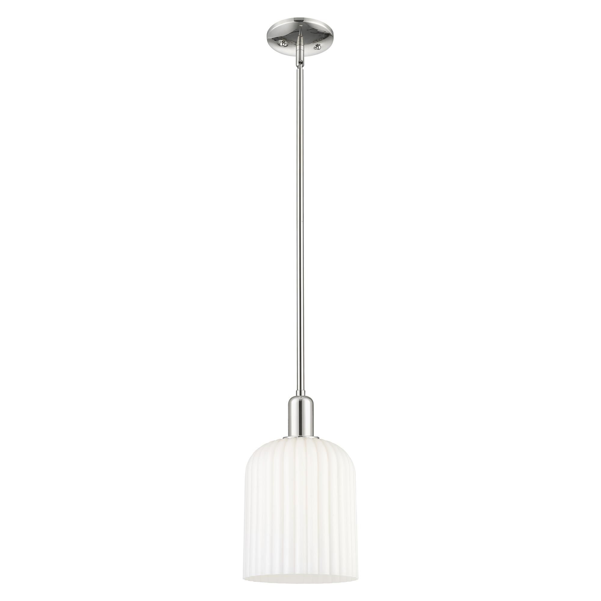Shown in Polished Nickel finish and Gloss White glass