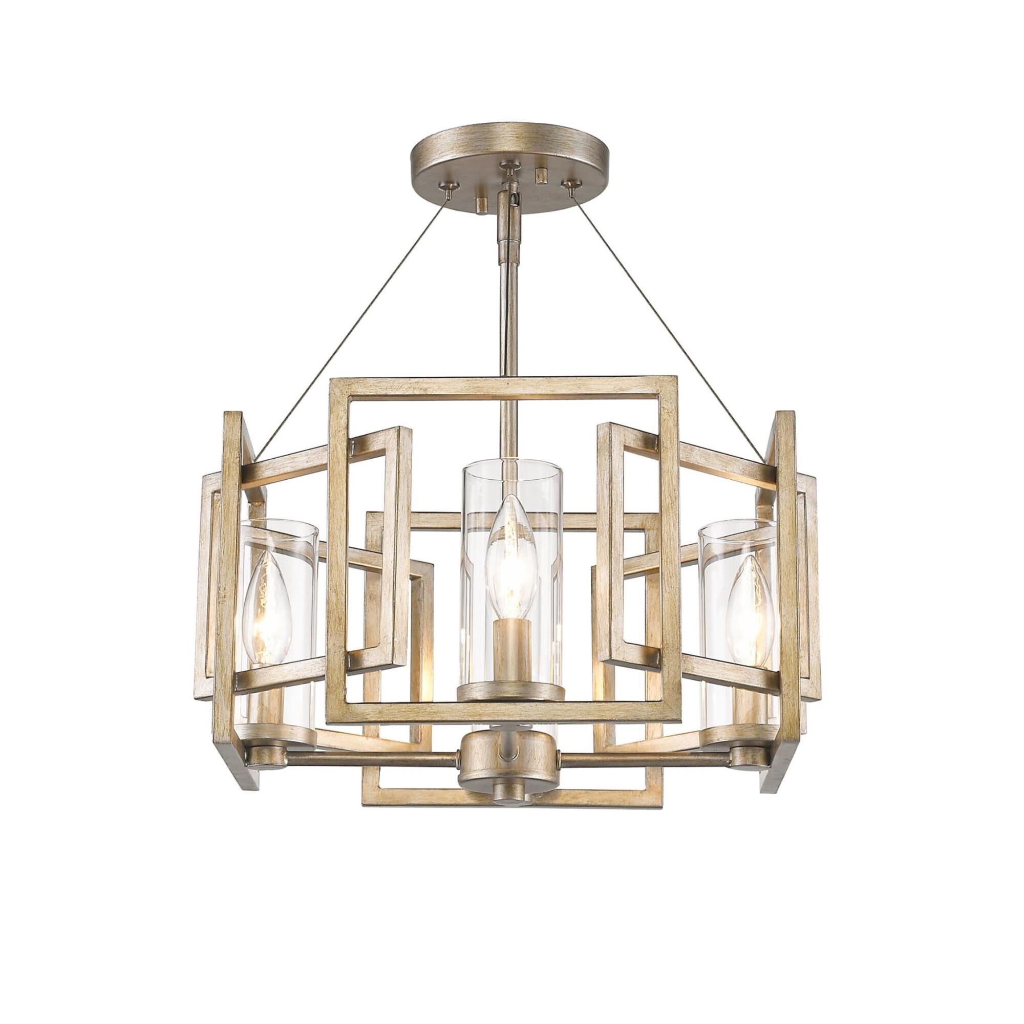 Shown in White Gold finish and Clear glass