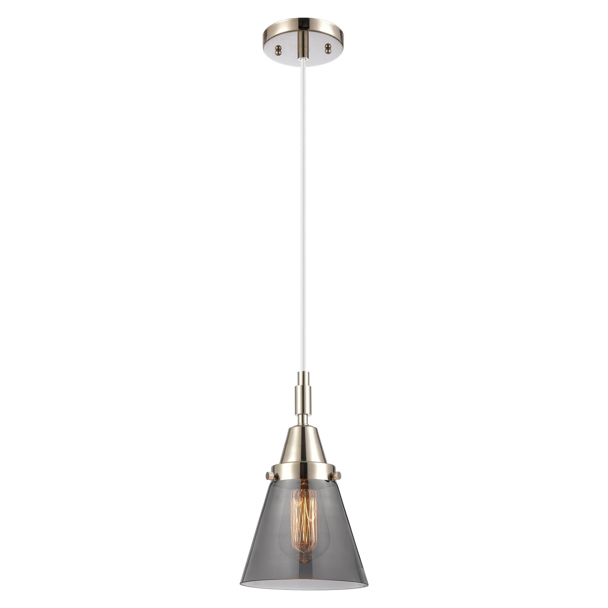 Shown in Polished Nickel finish and Light Smoke glass