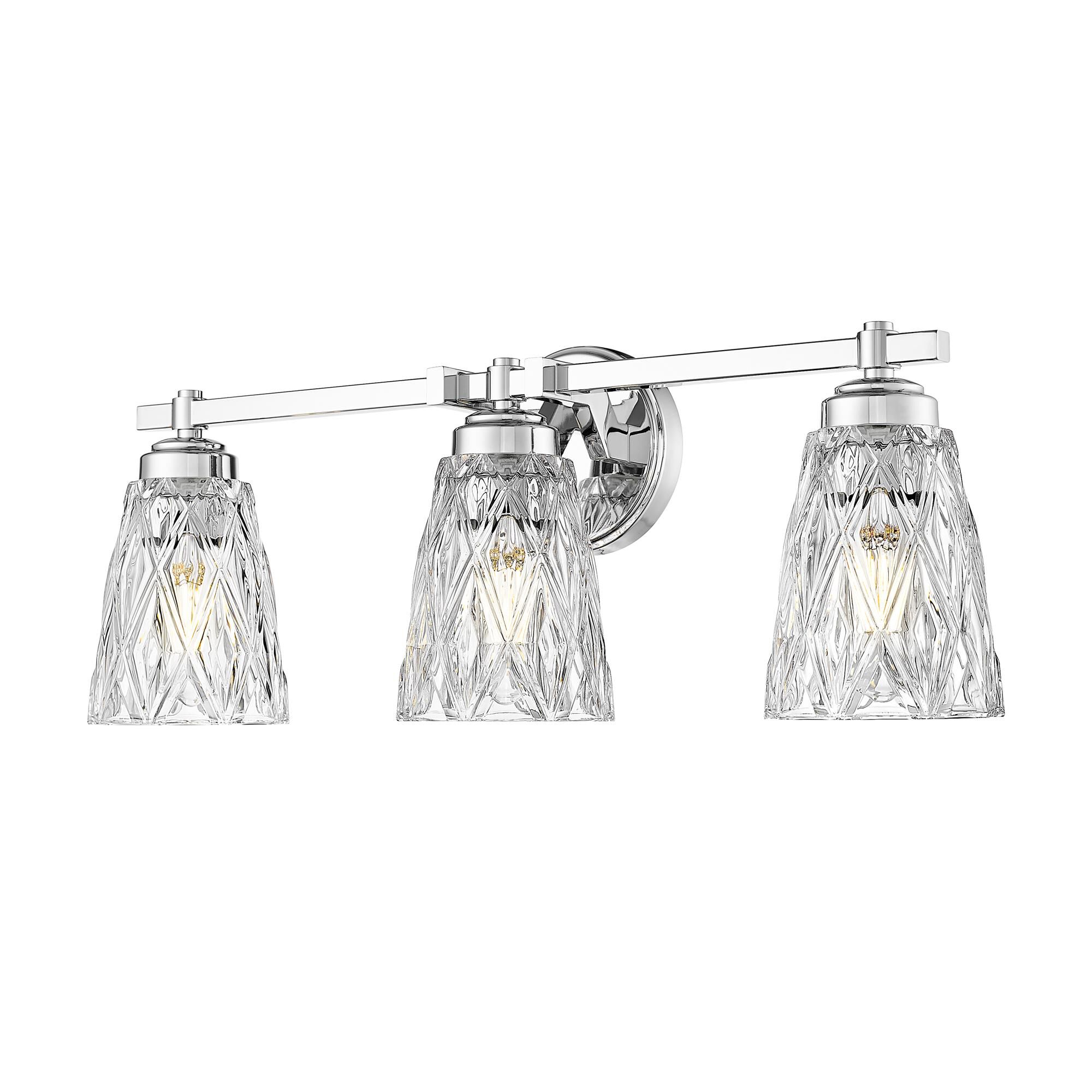Shown in Chrome finish and Clear glass
