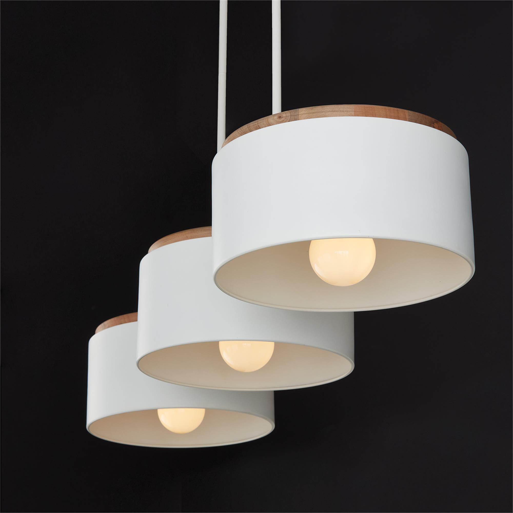 Shown in Light Wood And White finish and Matte White Metal shade