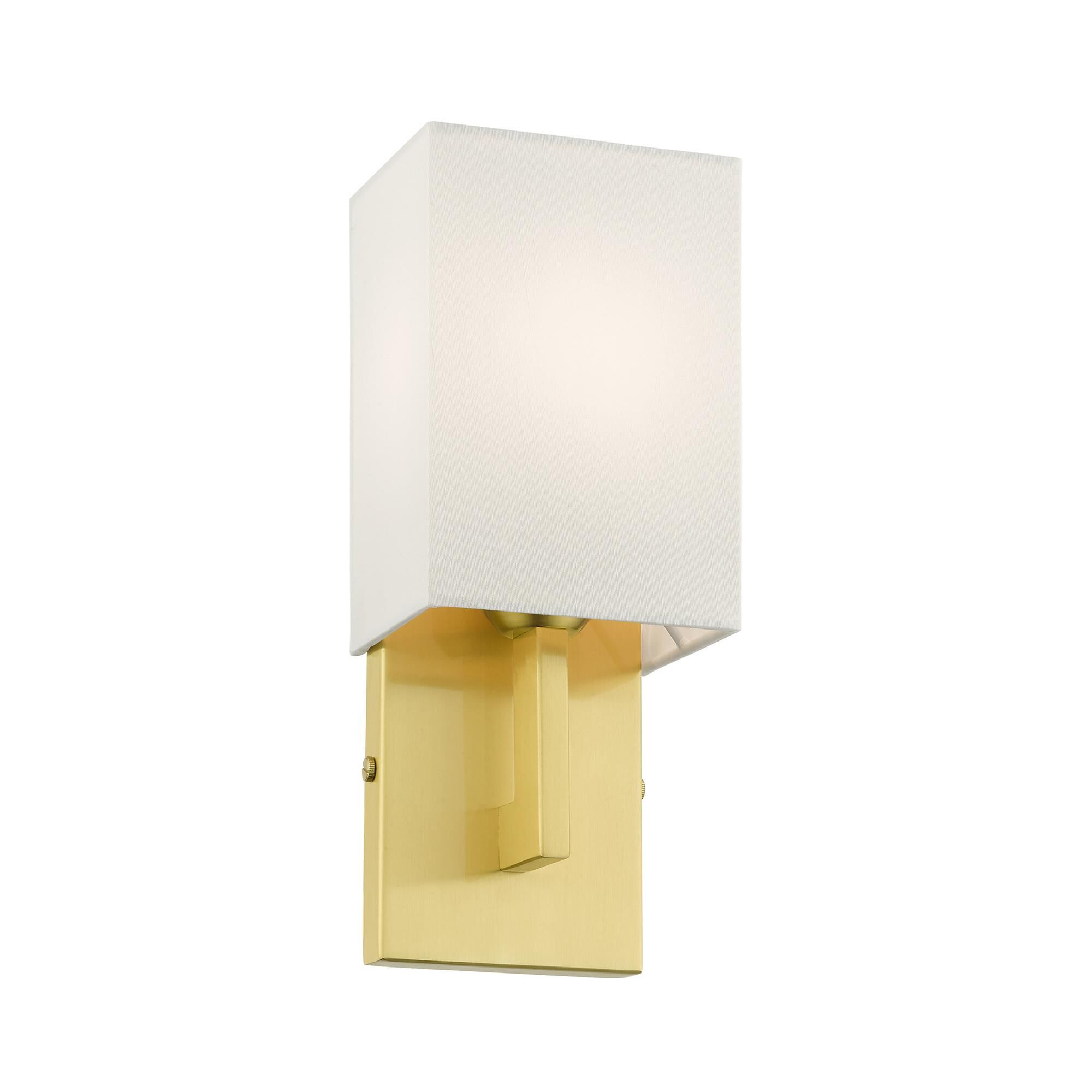 Shown in Satin Brass finish and Hand Crafted Hardback  Completely Finished With Off-White Color Fabric Outside and Inside shade