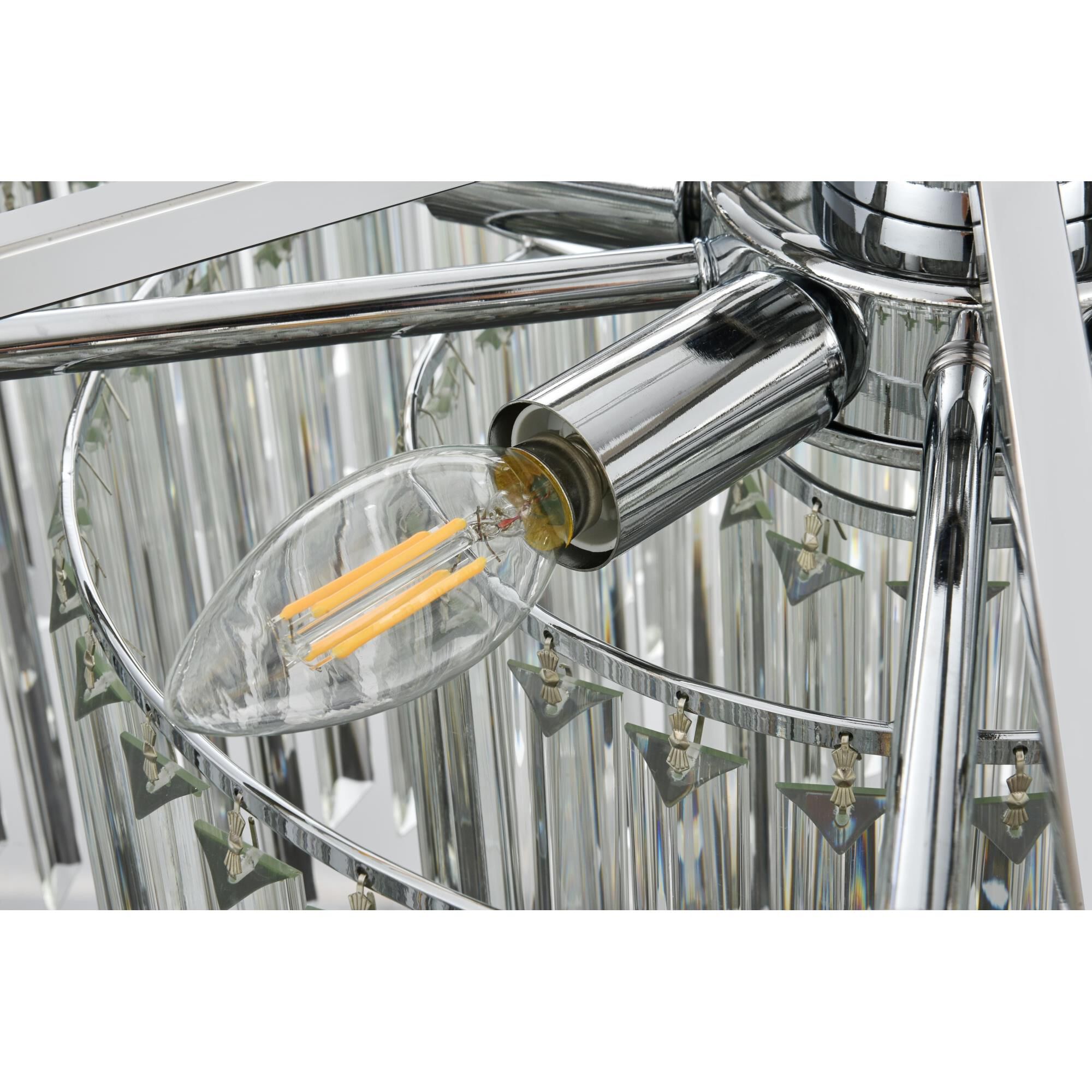 Shown in Chrome  finish and Clear glass