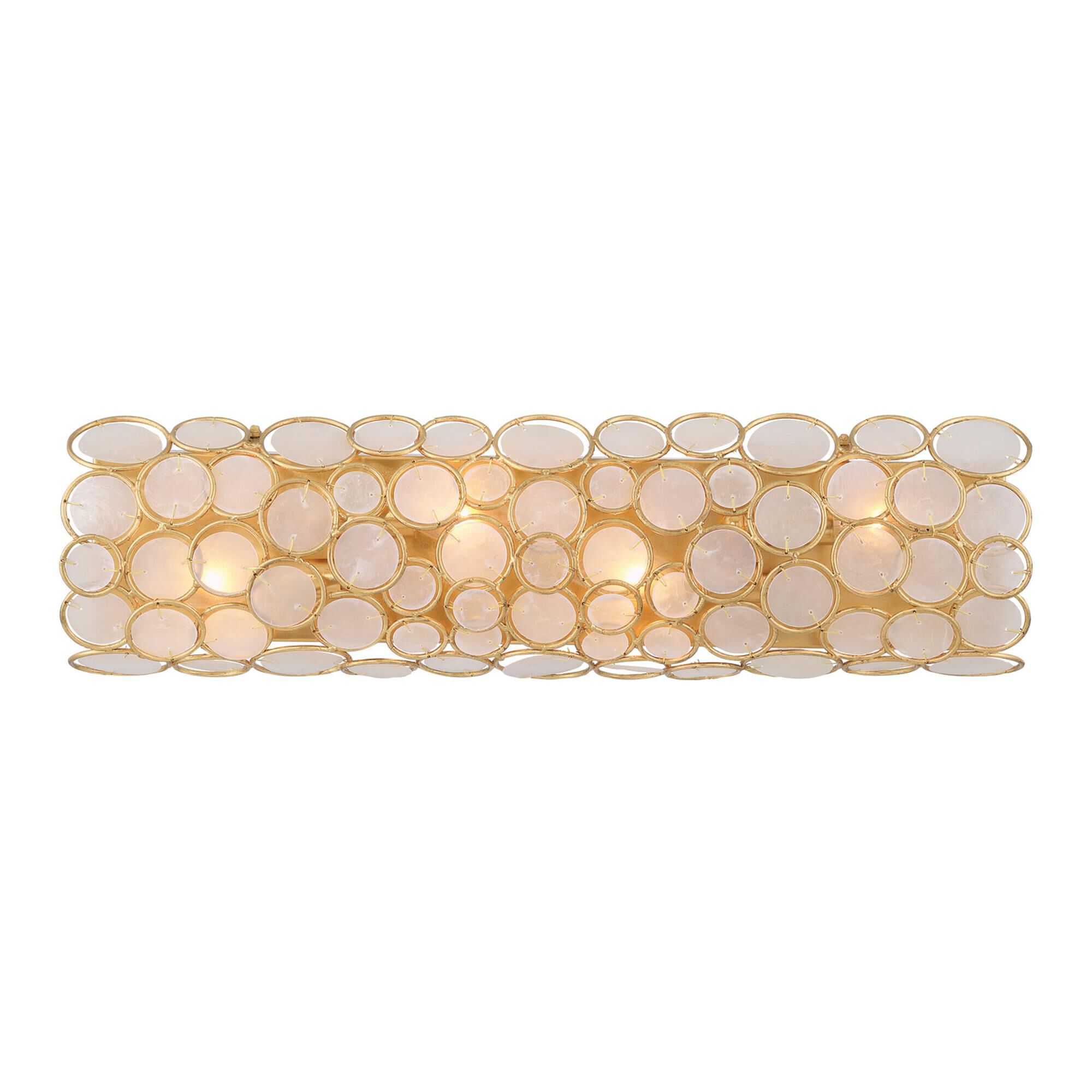 Shown in Antique Gold finish and Capiz Shell crystal
