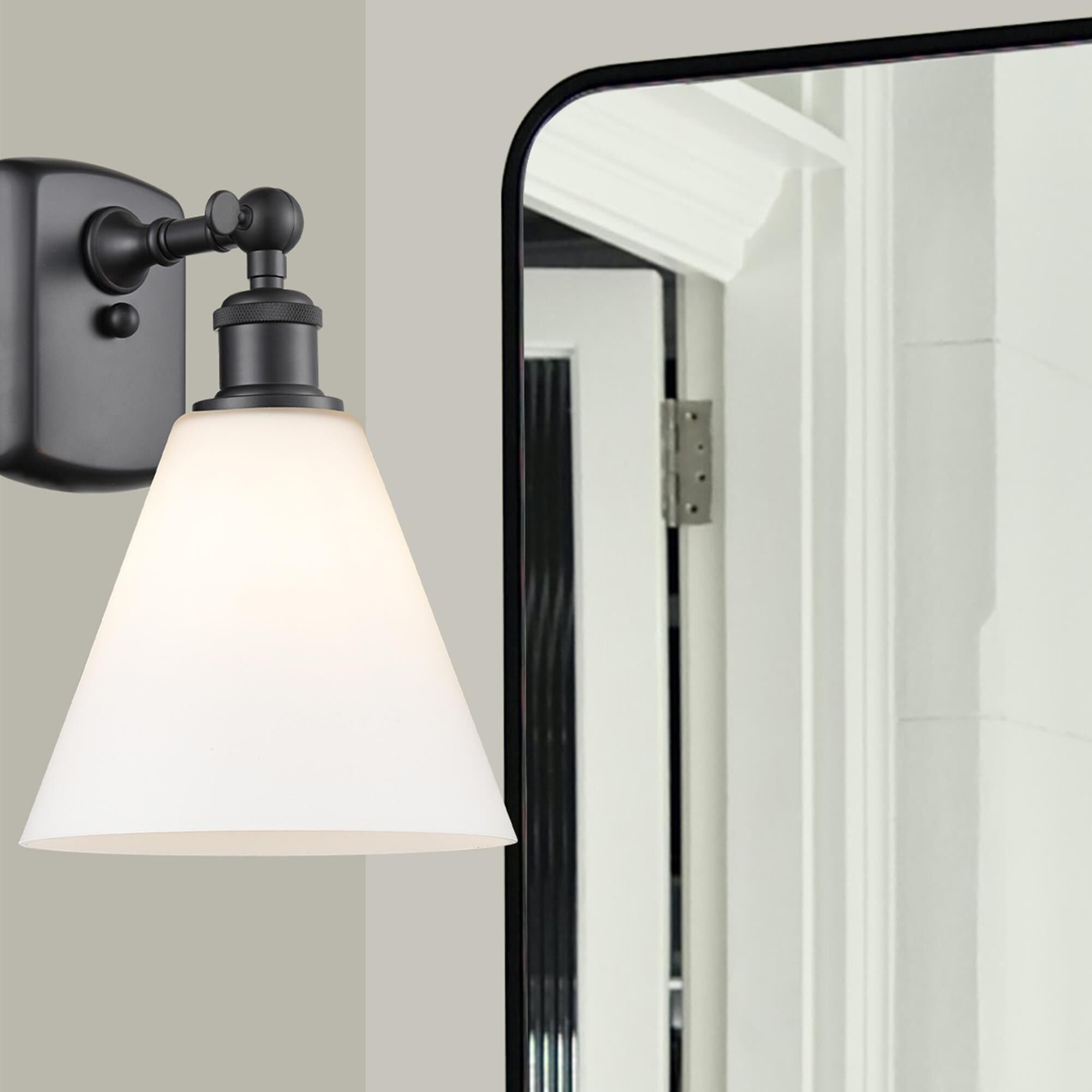 Shown in Matte Black finish and Cased Matte White Ballston Cone glass and No Shade shade