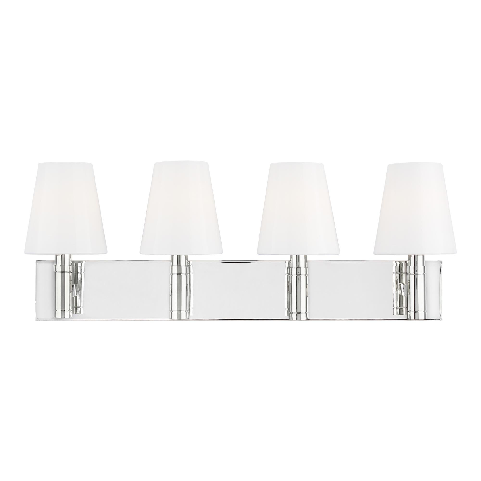 Shown in Polished Nickel finish and Milk White glass