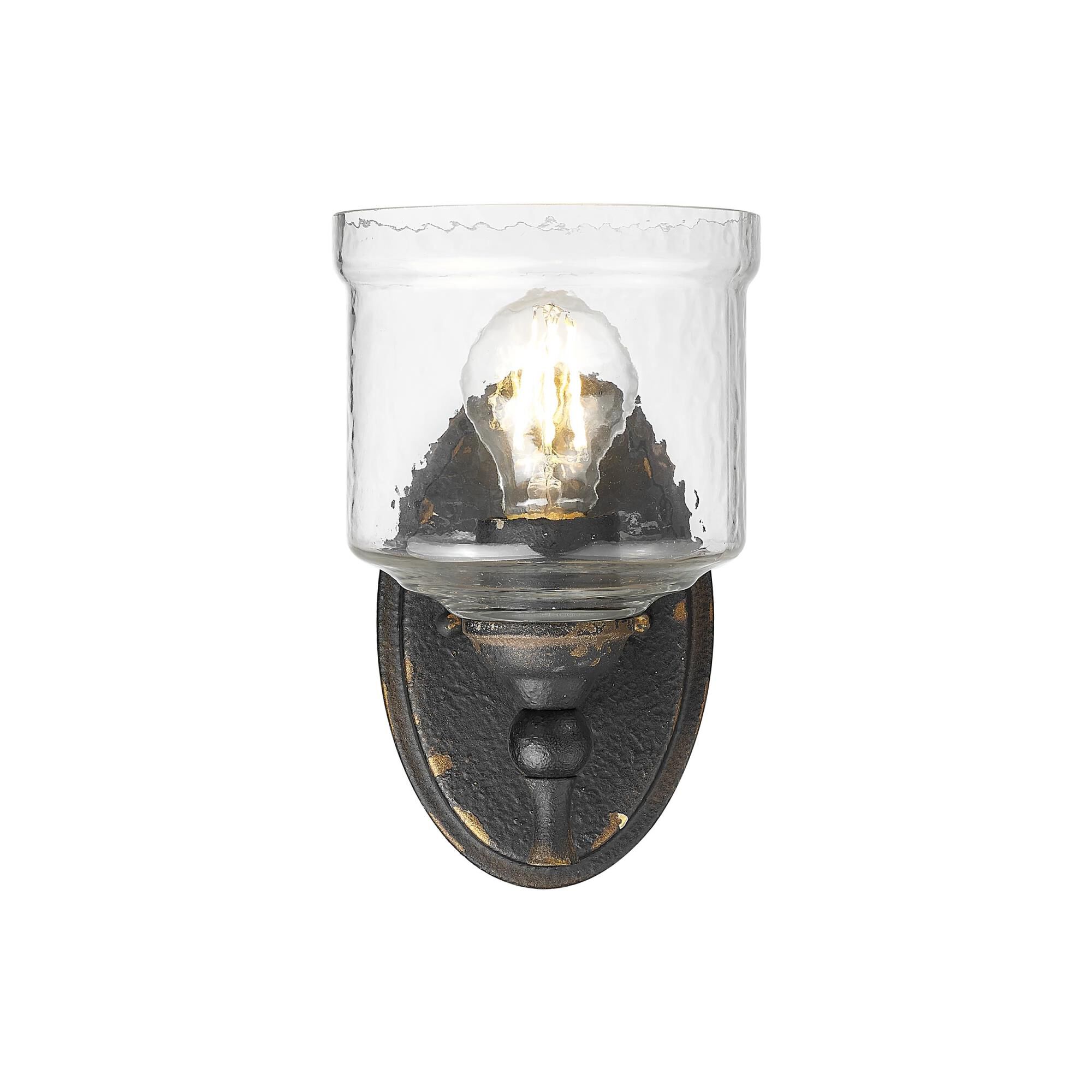 Shown in Antique Black Iron finish and Hammered Water glass